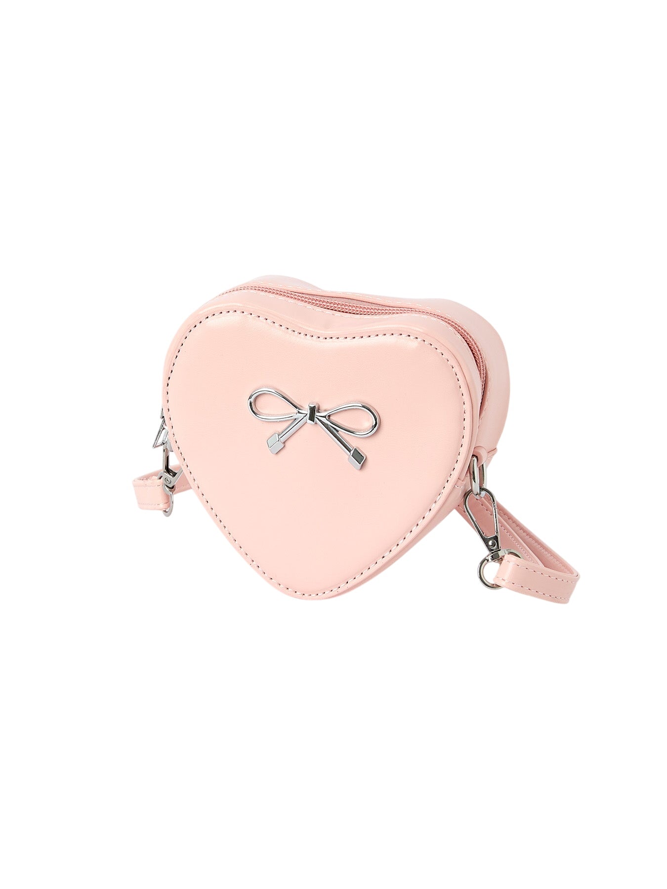 Christmas And Valentine's Sweet Heart-shaped Crossbody Girls Bag With Bow