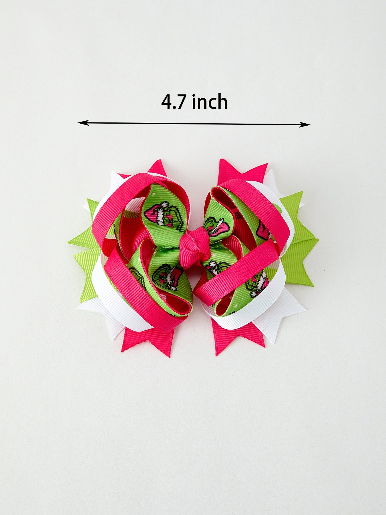 Fashion Christmas Character Red Green Bow 4.7 Inch Hairpin