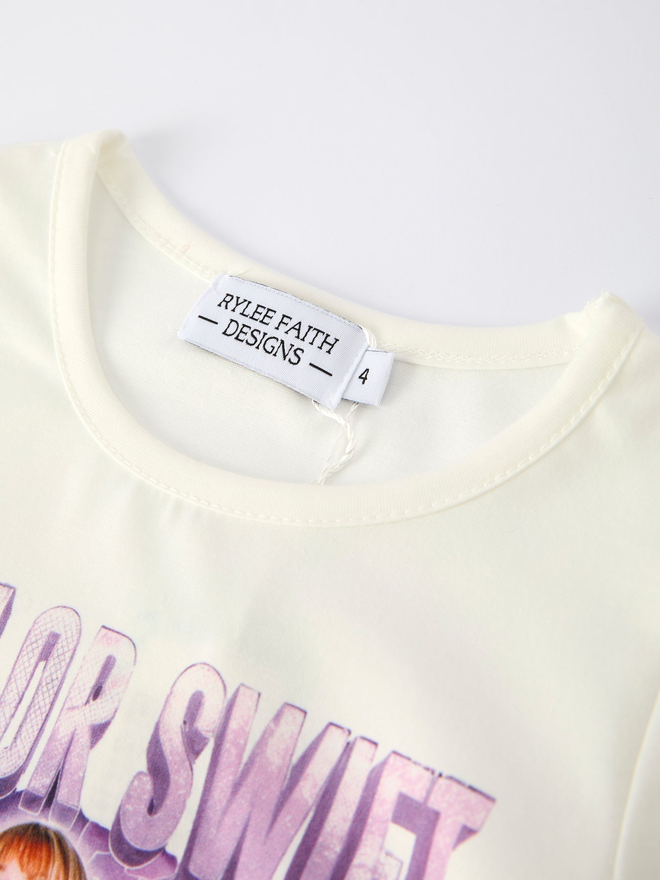 Purple Ts Print Girls Milk Silk Outfits:musical Journey In Style