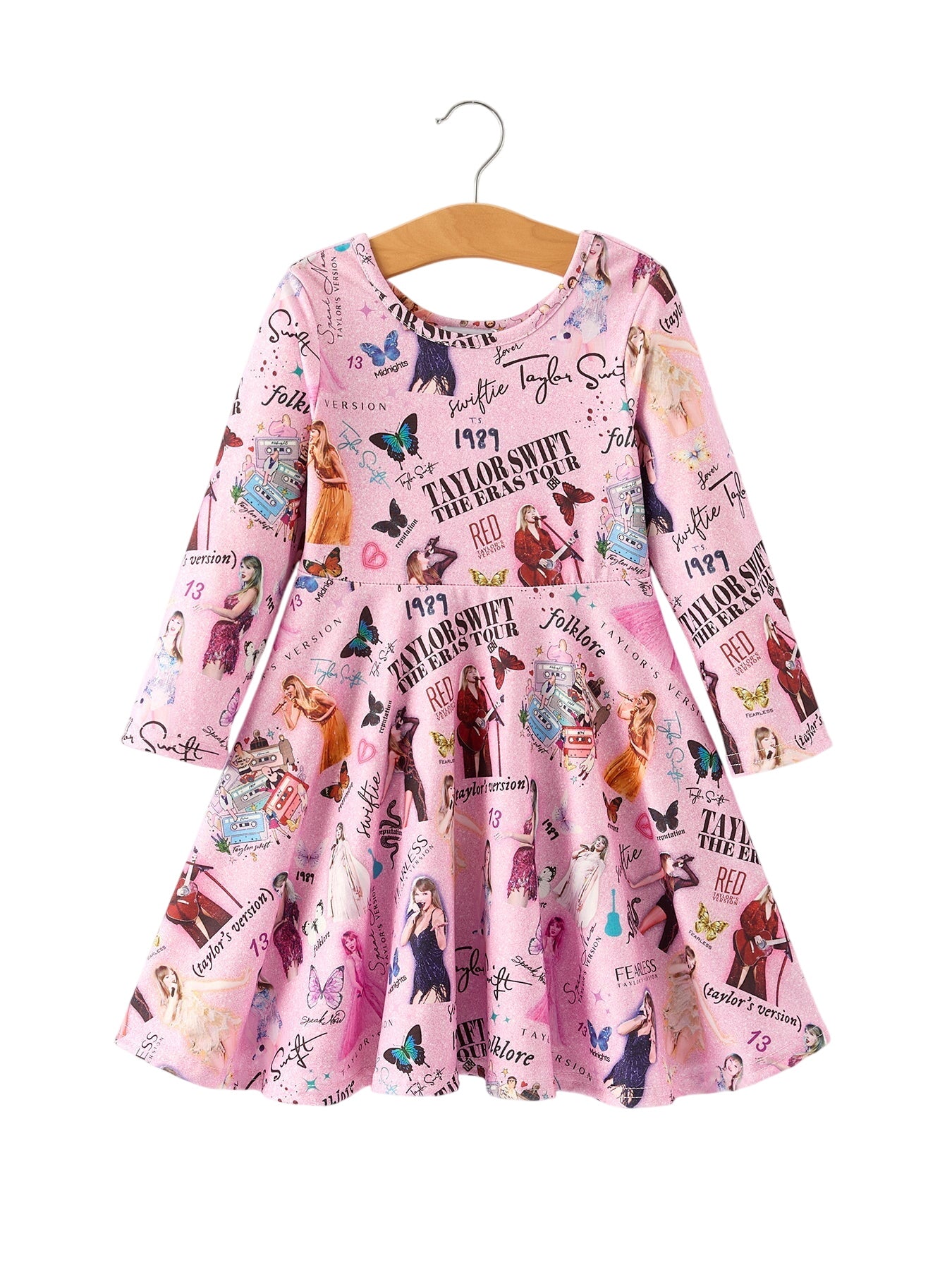 Pre-order! Christmas Ts Twirly Print Girls Milk Silk Dress:musical Journey In Style
