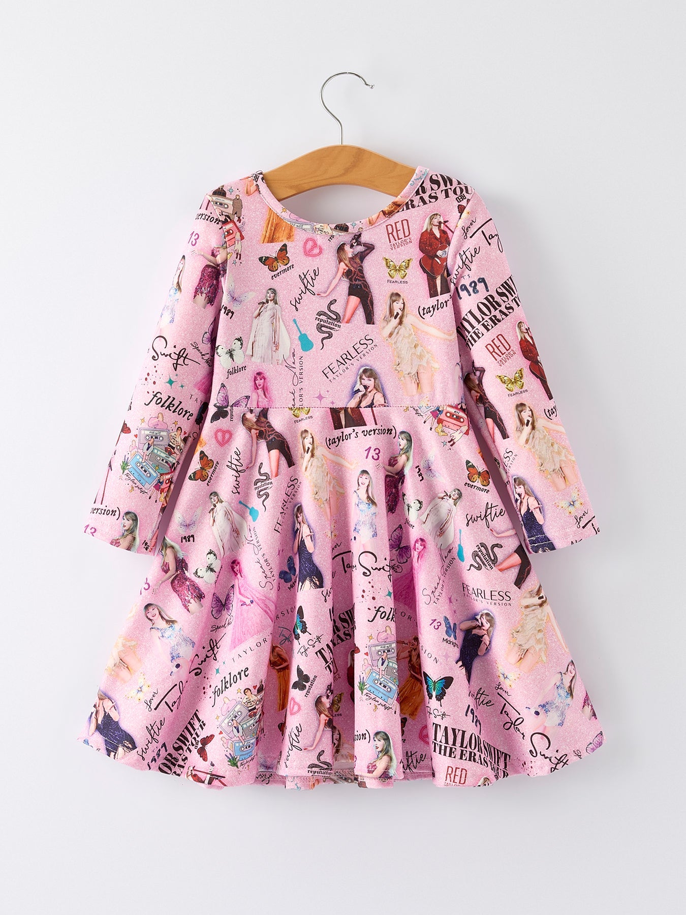 Pre-order! Christmas Ts Twirly Print Girls Milk Silk Dress:musical Journey In Style
