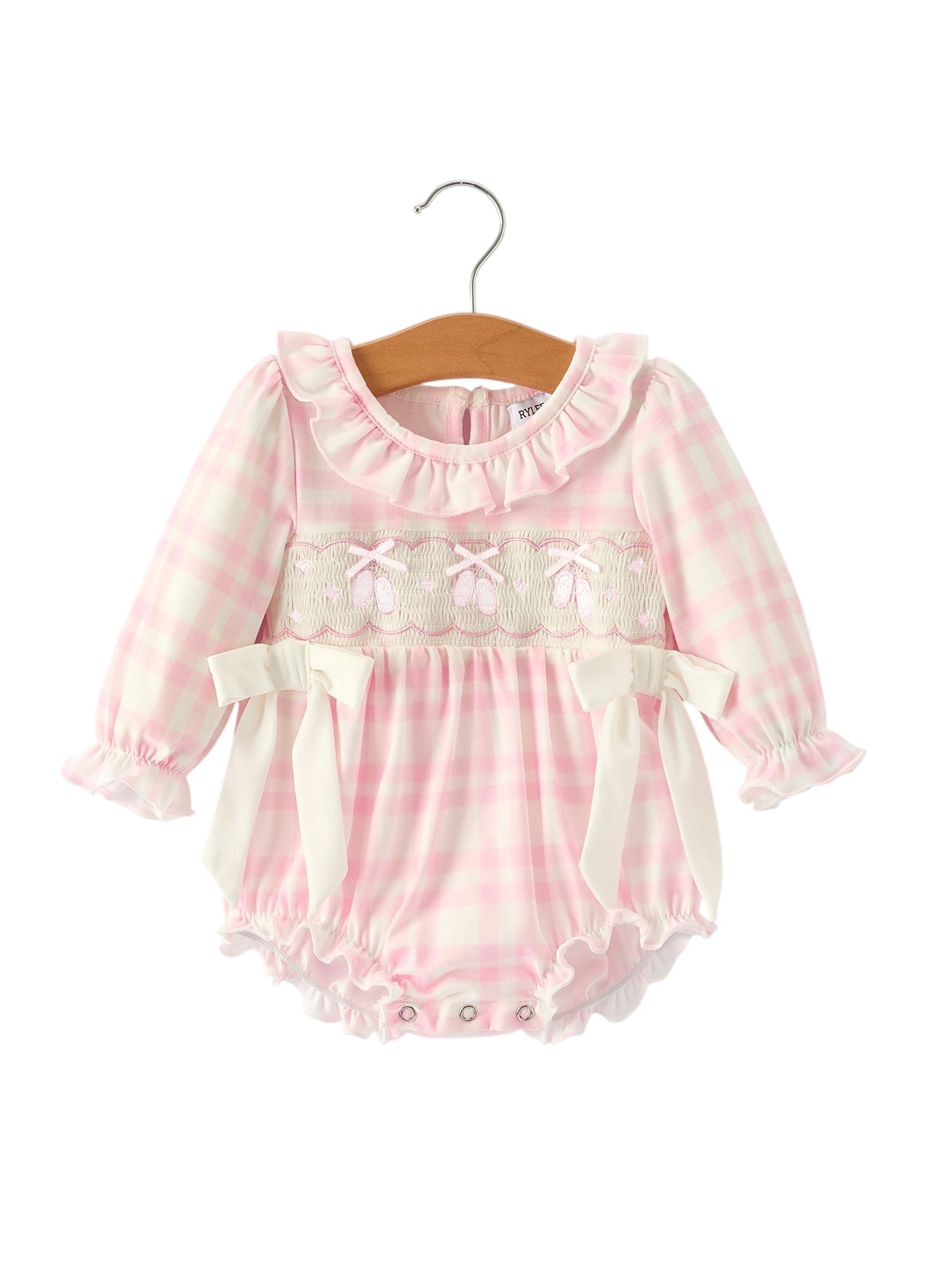 Christmas Pink Cute Bow Plaid Baby Romper: Soft And Comfortable