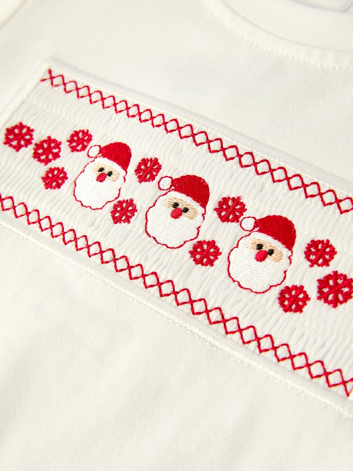 Red Christmas Smocked Embroidery Boys Set
