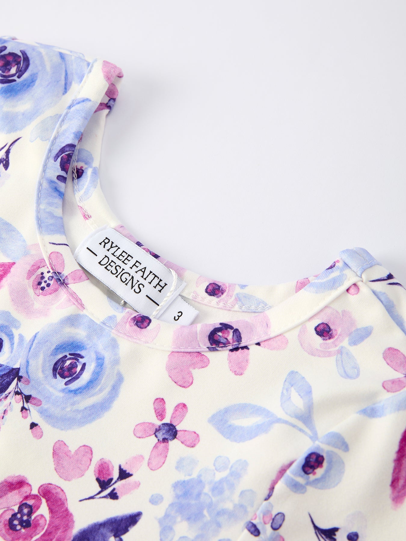 Christmas Purple Floral Baby Girl Dress With Long Sleeves