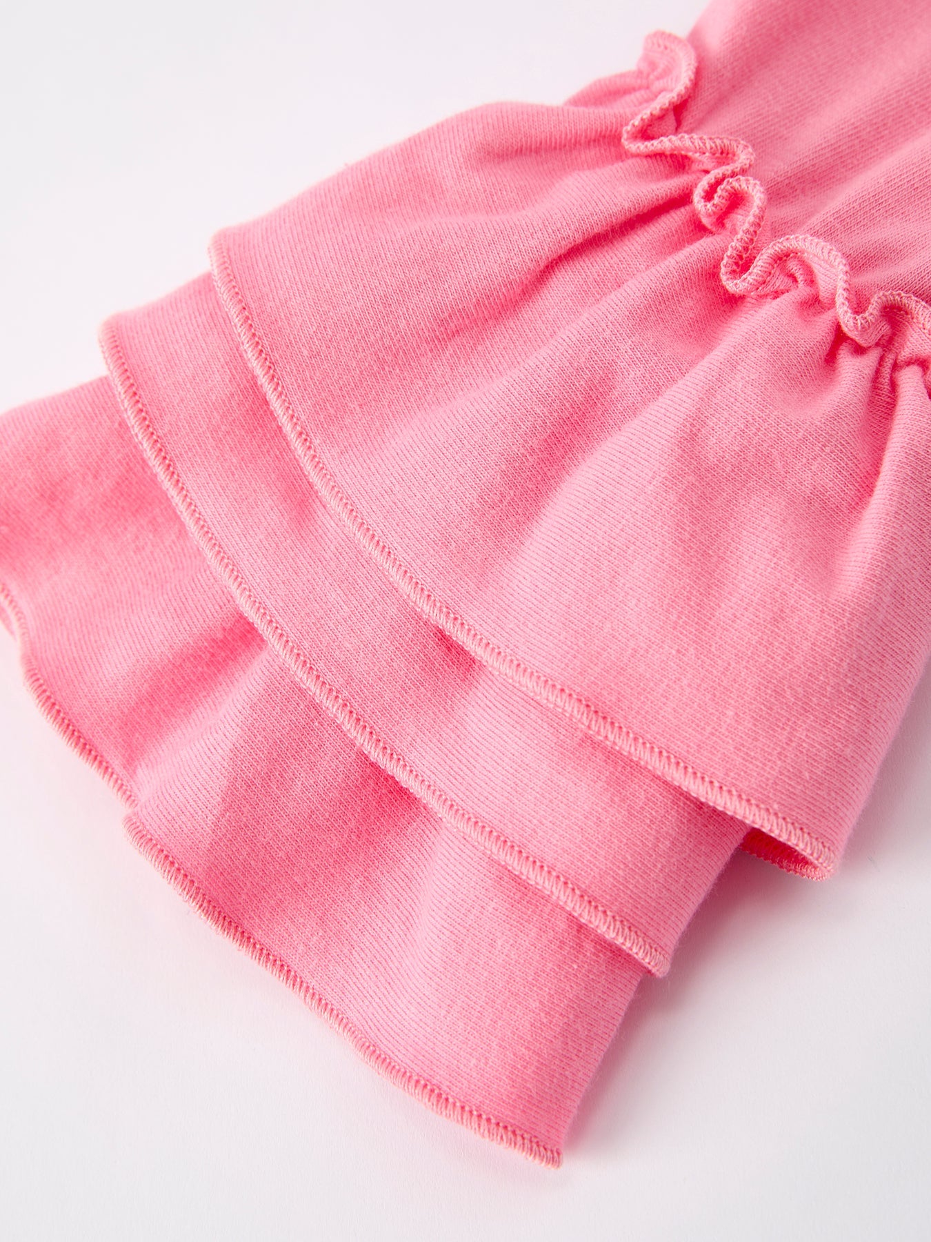 Girls Pink Bow Print Ruffled Long-sleeved Set