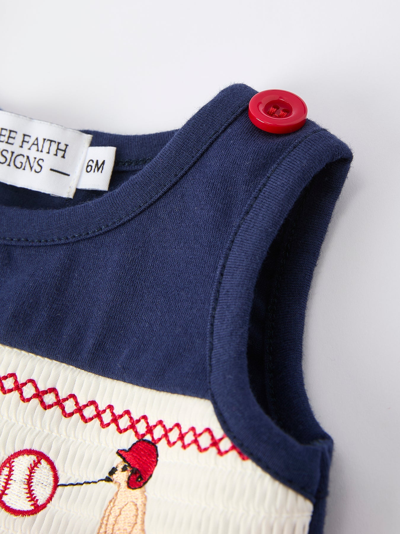 Baby Girls Bloomers Romper Set – Dog Baseball Smocking Embroidery Outfit