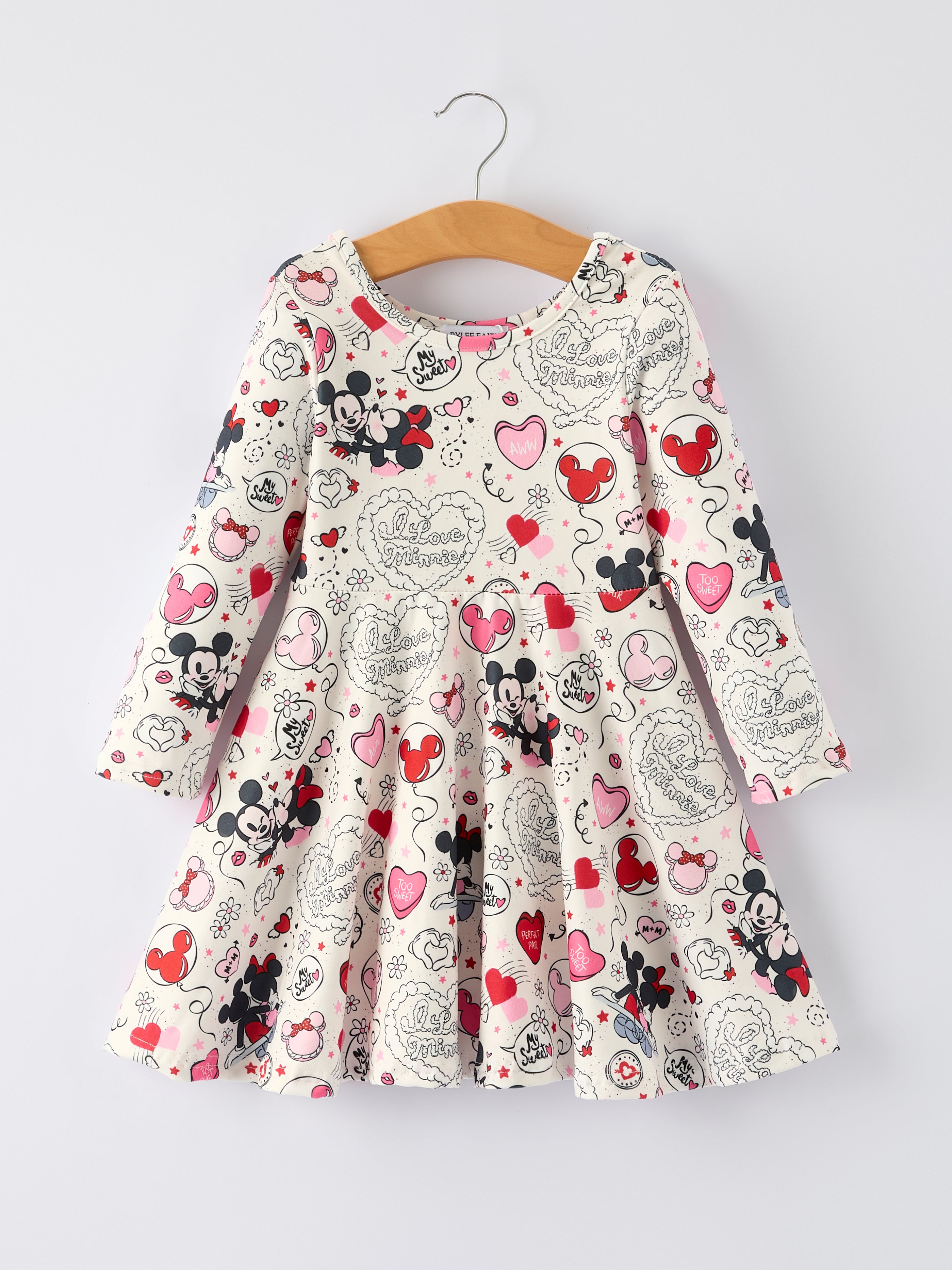 Valentine's Day Girls' Long Sleeve Letter Print Dress