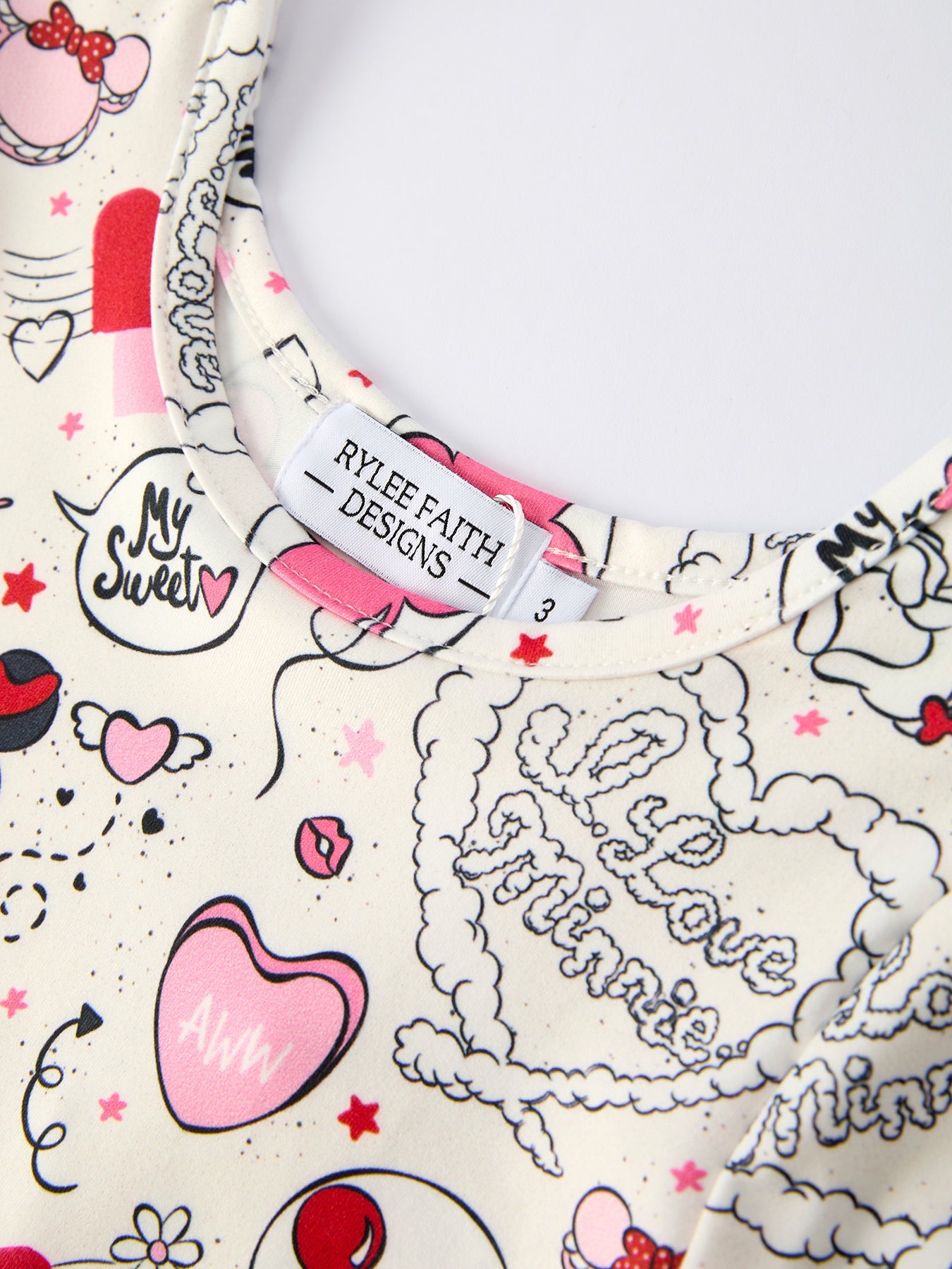 Valentine's Day Girls' Long Sleeve Letter Print Dress