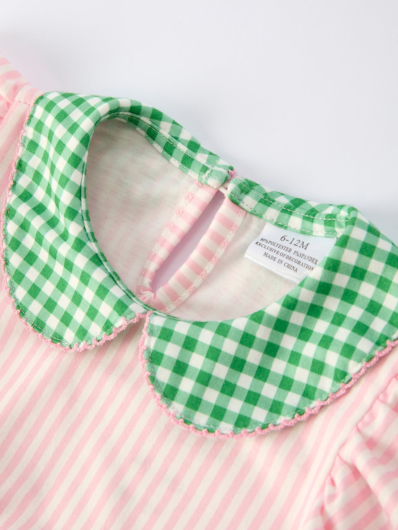 St. Patrick's Day Shamrock Striped Plaid Baby Girl Romper