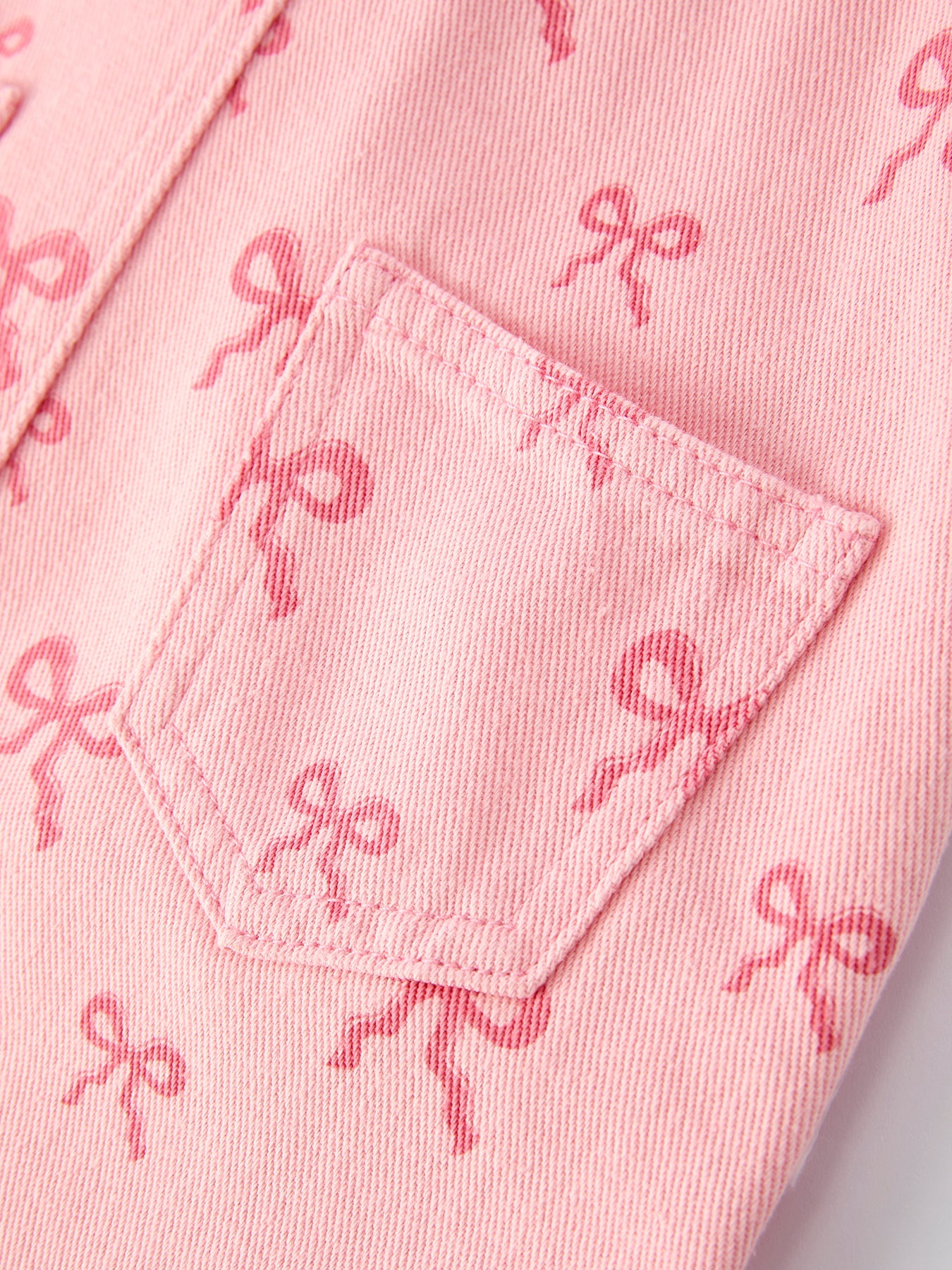 Pink Bow Denim Overall Dress For Girls