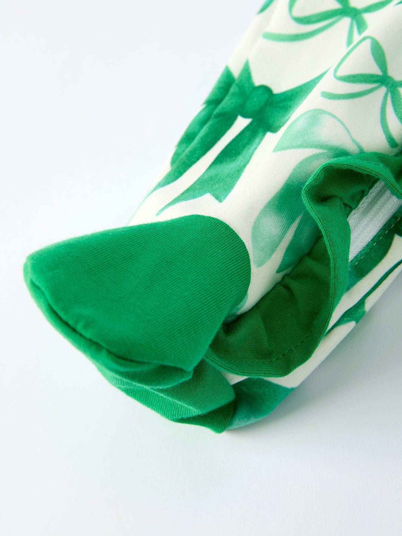 St. Patrick's Day Bow Print Long Sleeves Baby Girls Romper