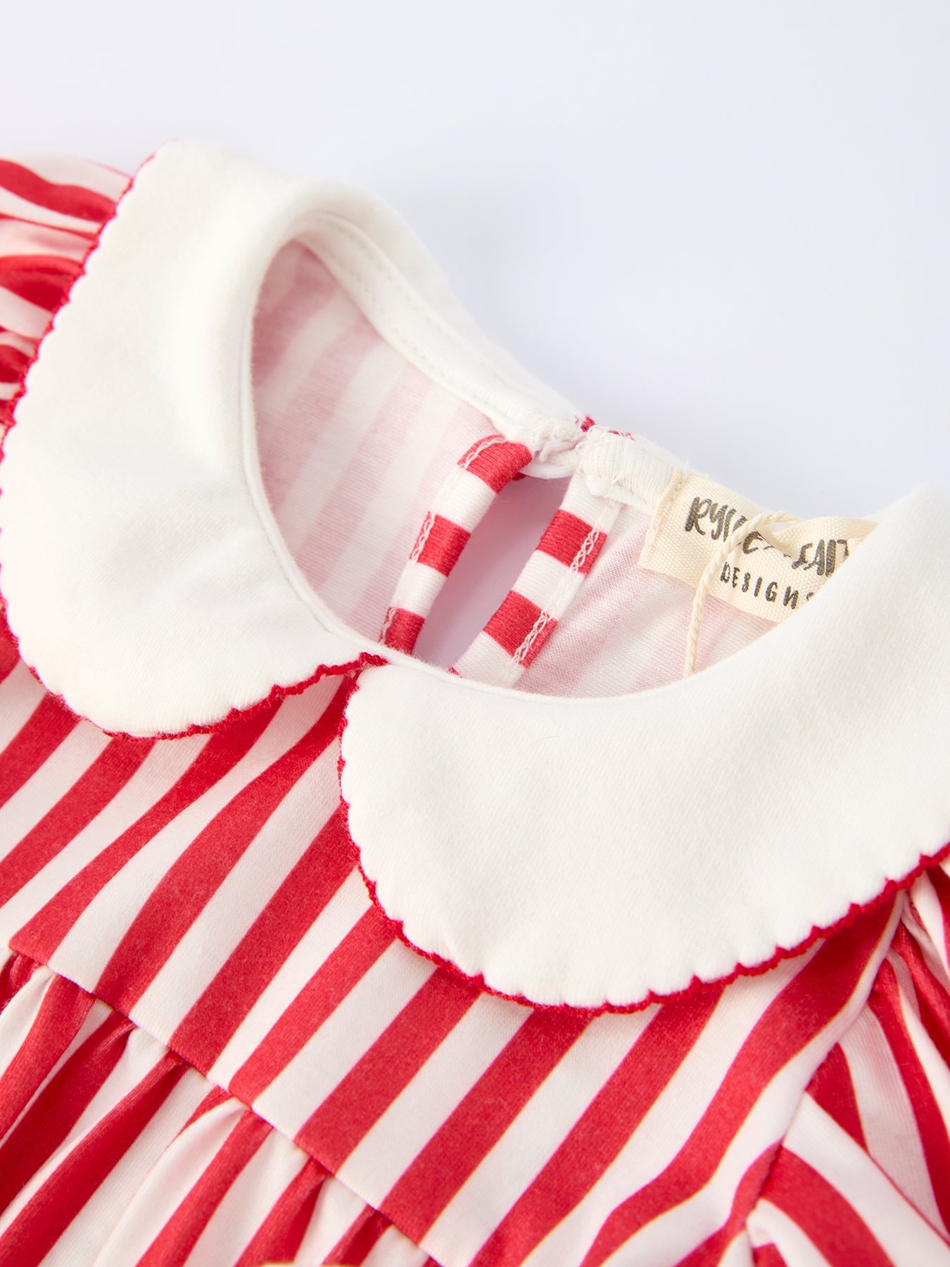 Valentine's Red Stripe Heart Bubble Romper For Baby Girls