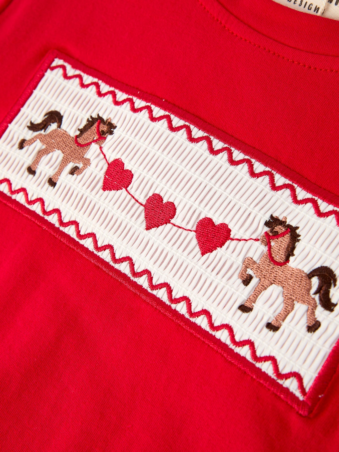 Red Valentine's Day Plaid Smocking Embroidered Pony Boys Set