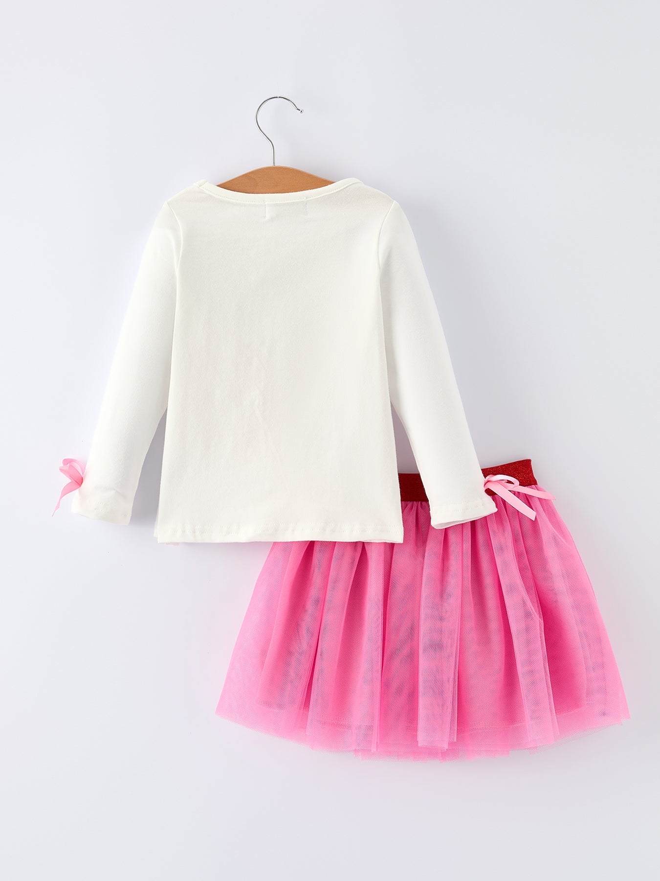 Valentine's Day Love Print Top + Girls' Tulle Skirt Set