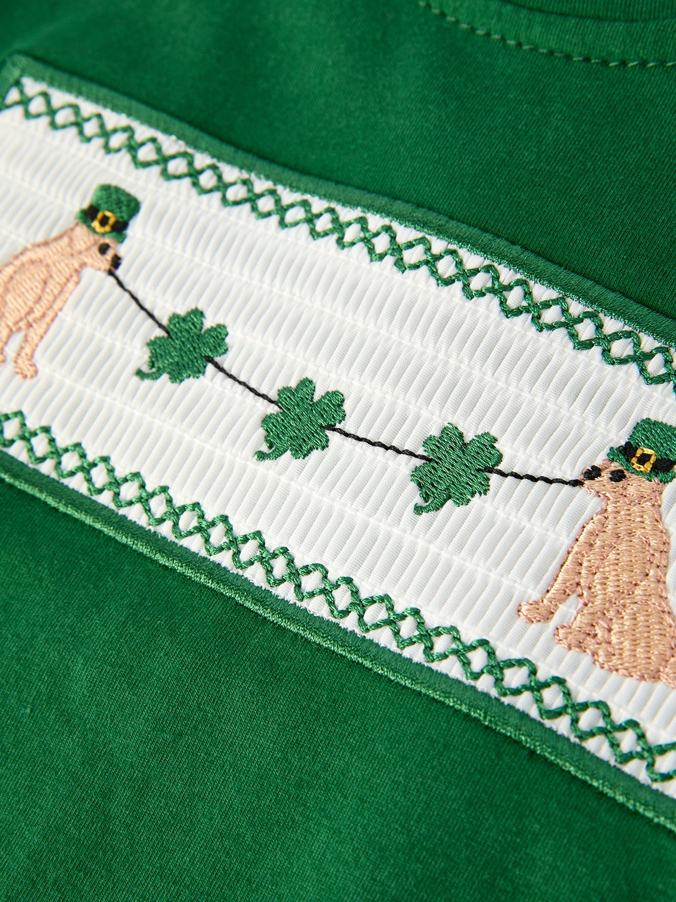 Boys St. Patrick’s Day Shamrock Puppy Smocked Plaid Set