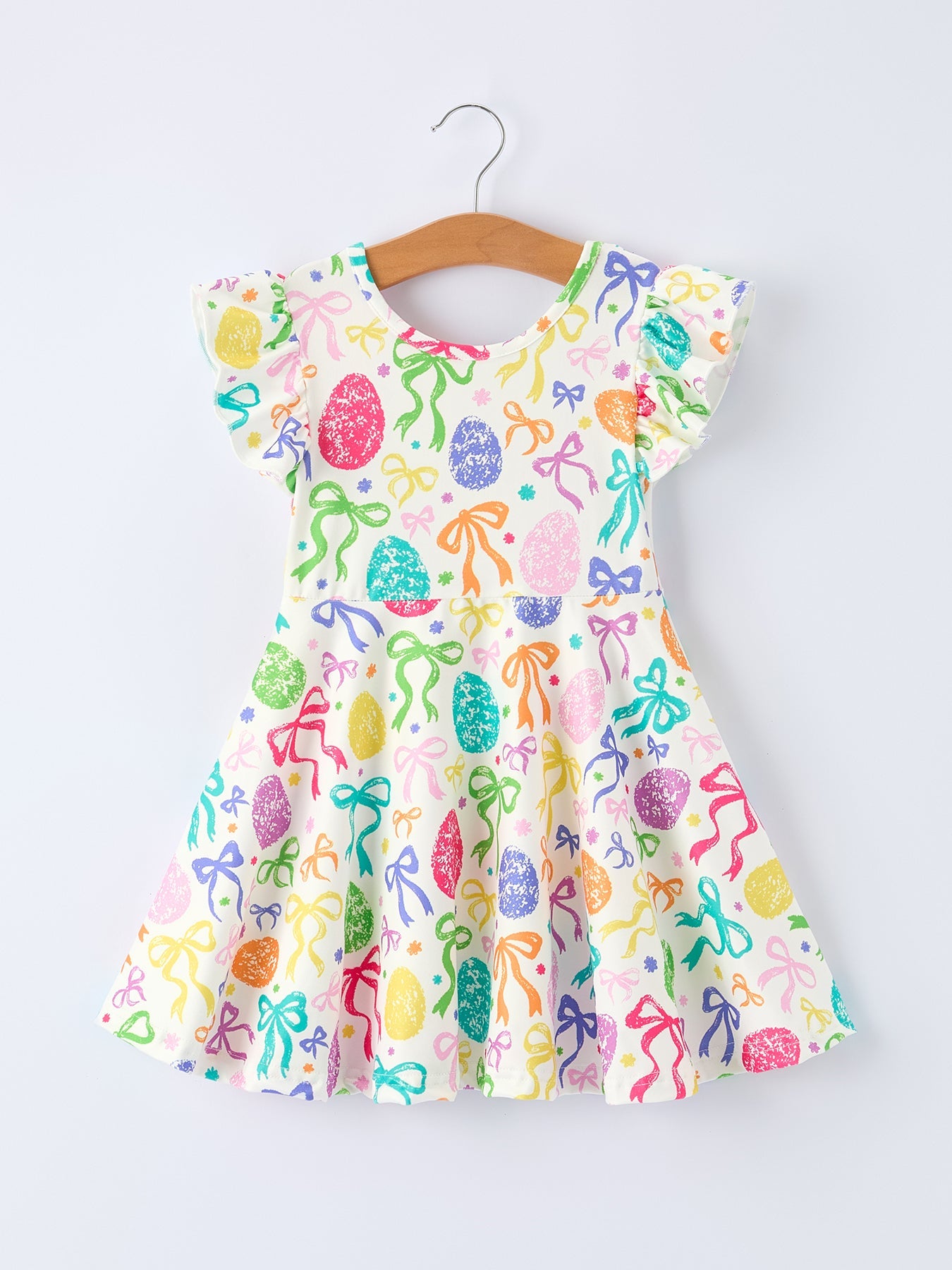 Rainbow Easter Egg Bow Girls Dress