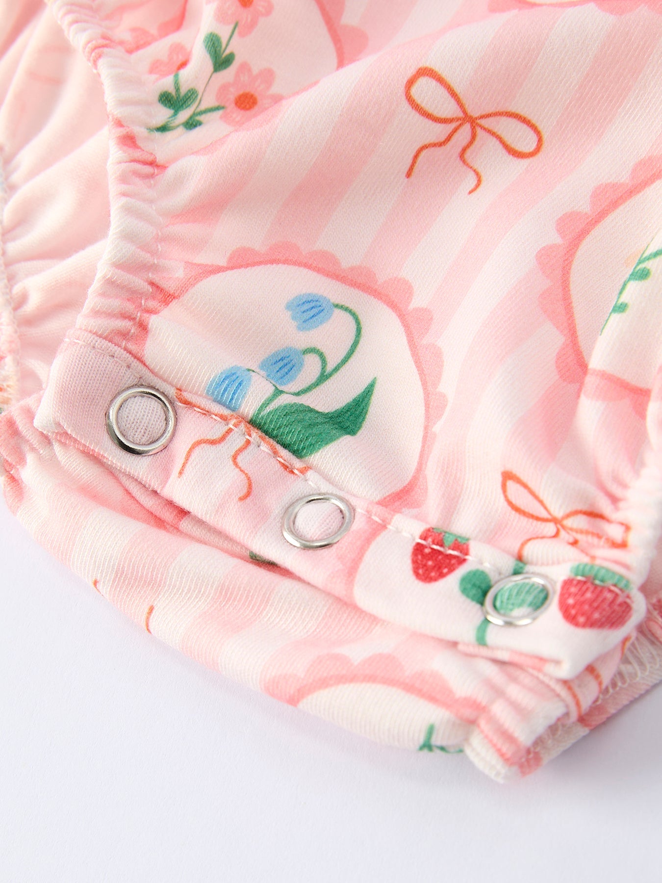 Spring Pink Floral Bow Smocked Girl Romper