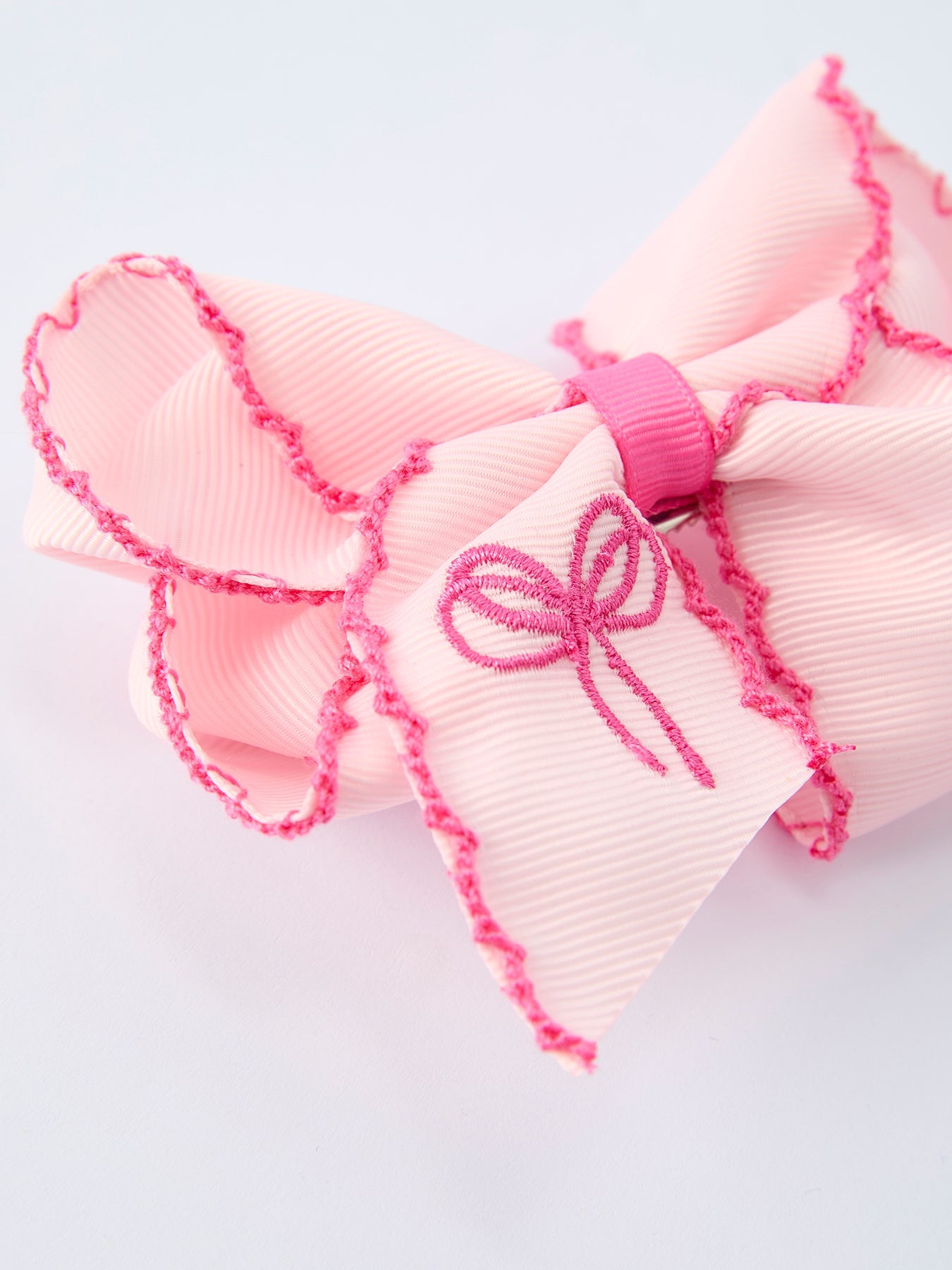 Bow Embroidered Girls Hairpin 4.1 Inches