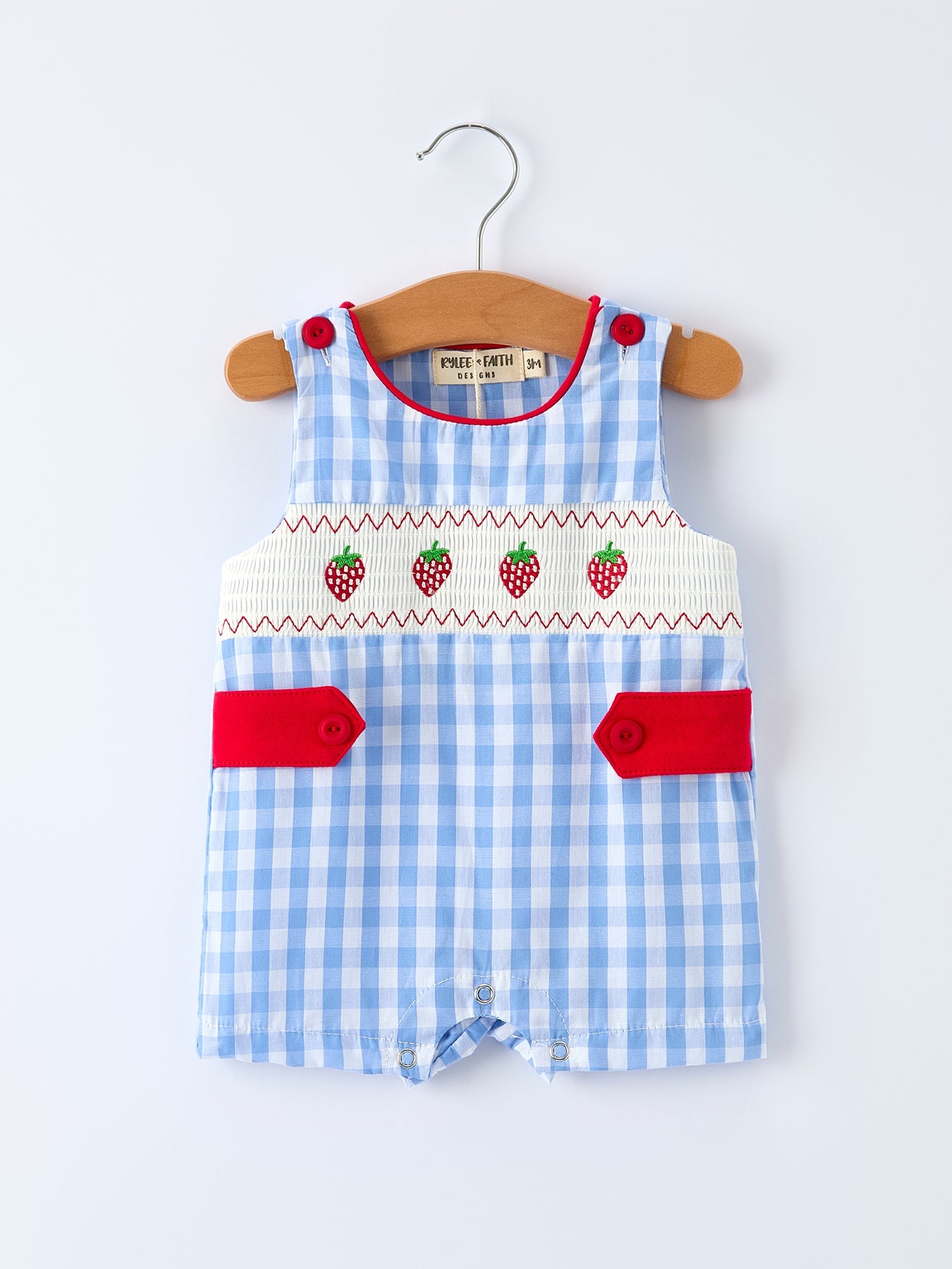 Baby Boys Summer Strawberry Embroidered Smocked Romper