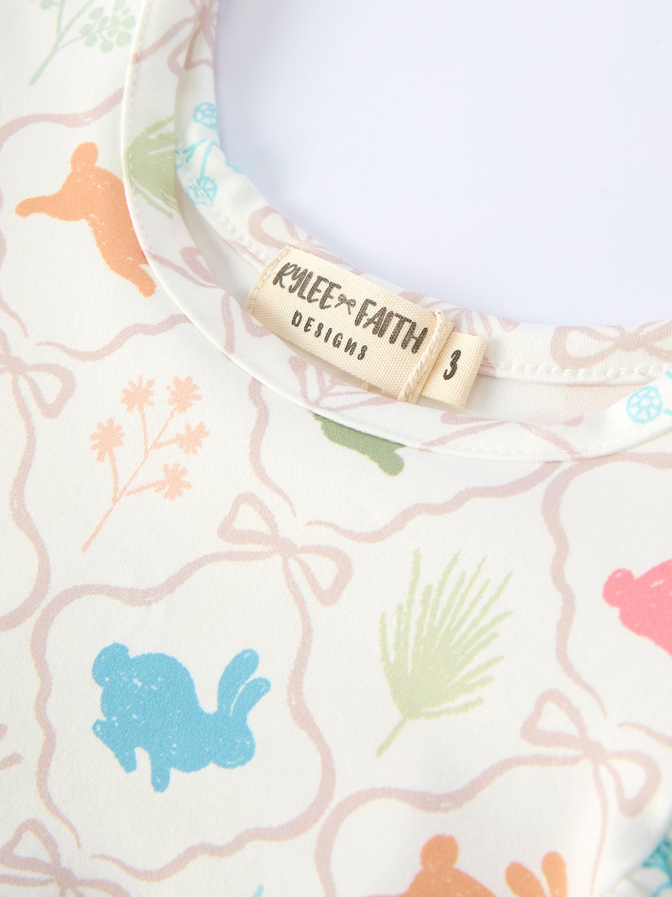 Easter Bunny Print Girls Flutter Sleeve Dress