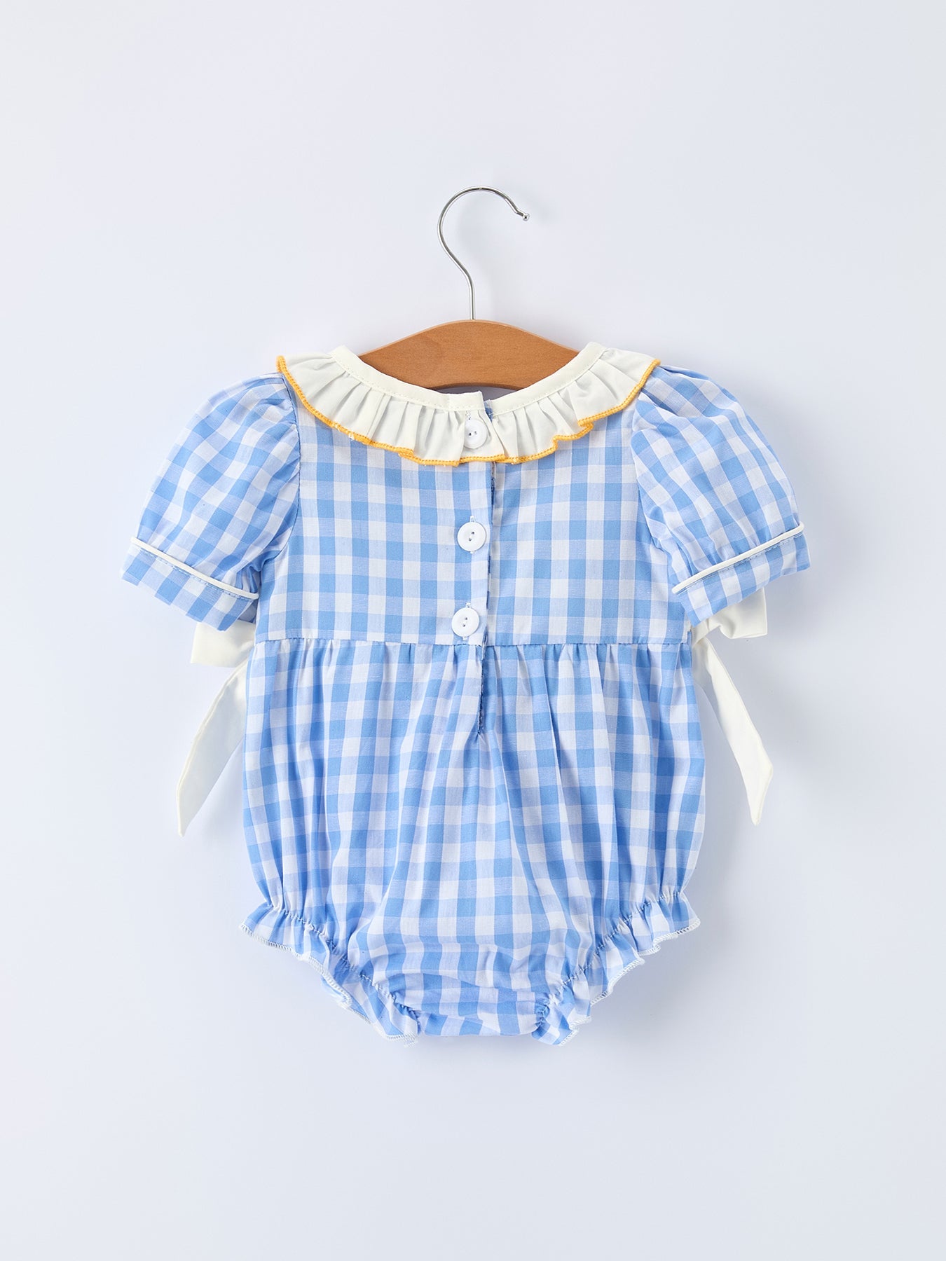 Spring Daisy Bow Smocked Baby Girl Romper