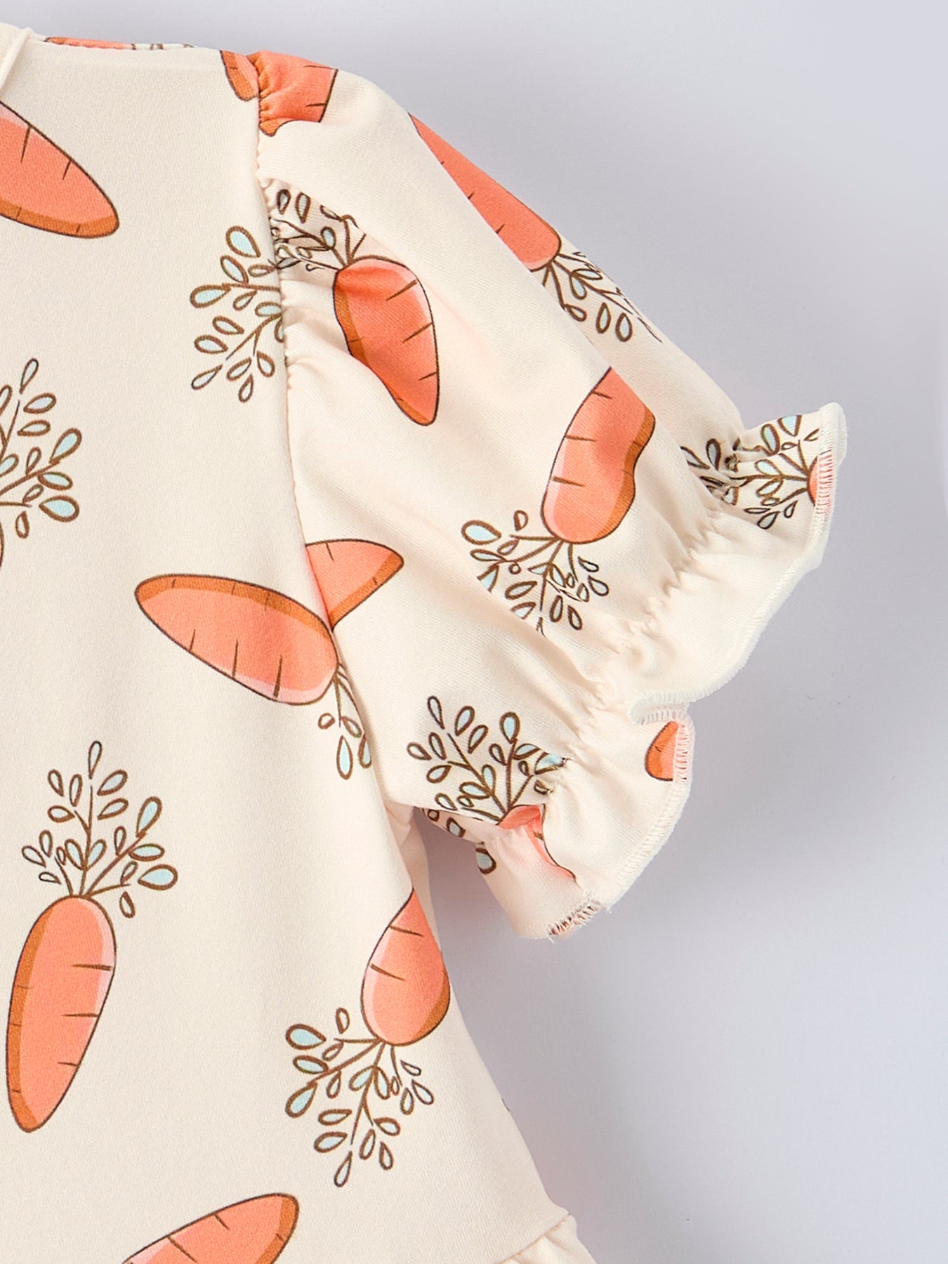 Easter Carrot Print Girls Ruffle Hem Dress