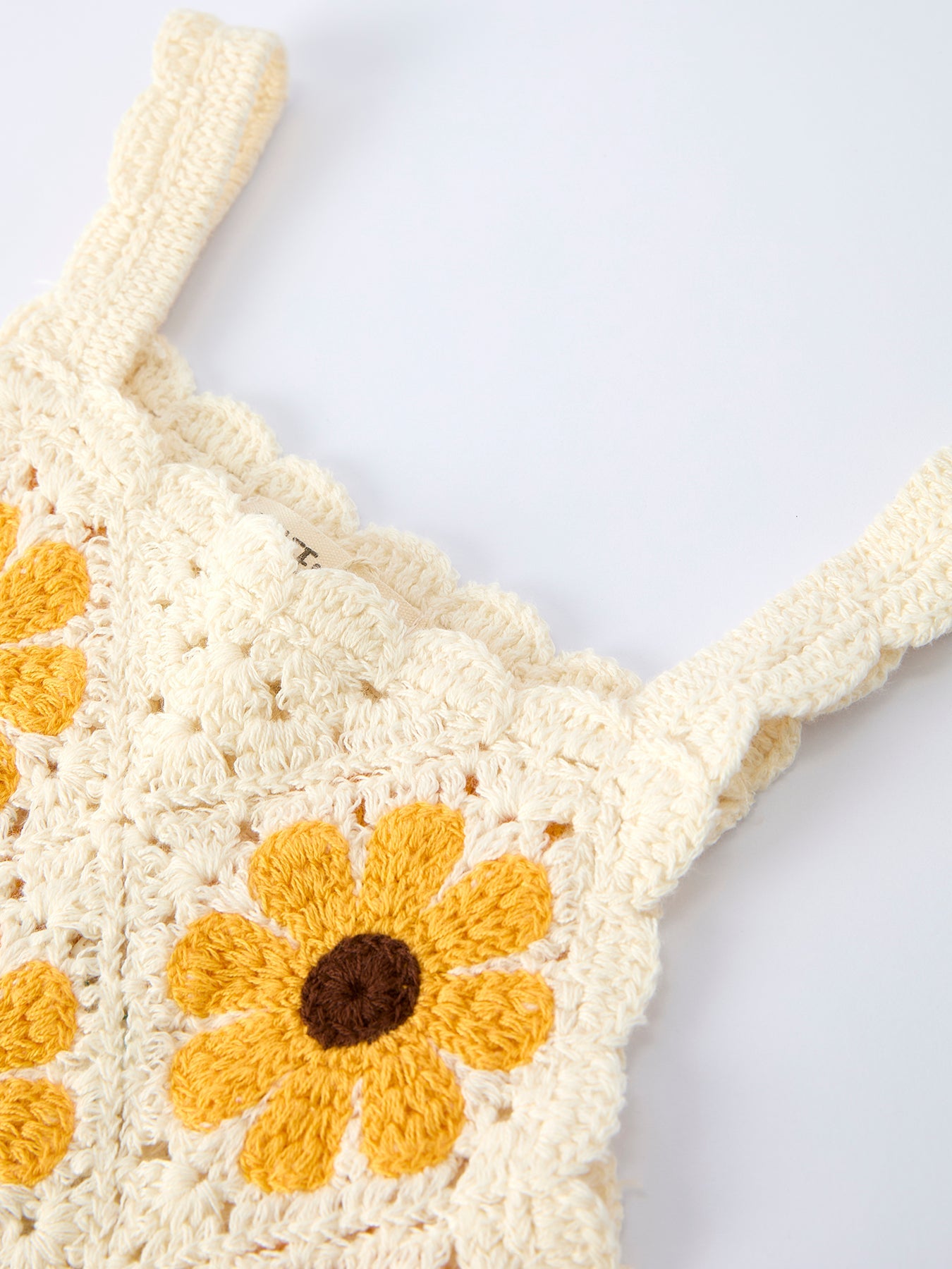 Summer Crochet Sunflower Girl Dress With Headscarf