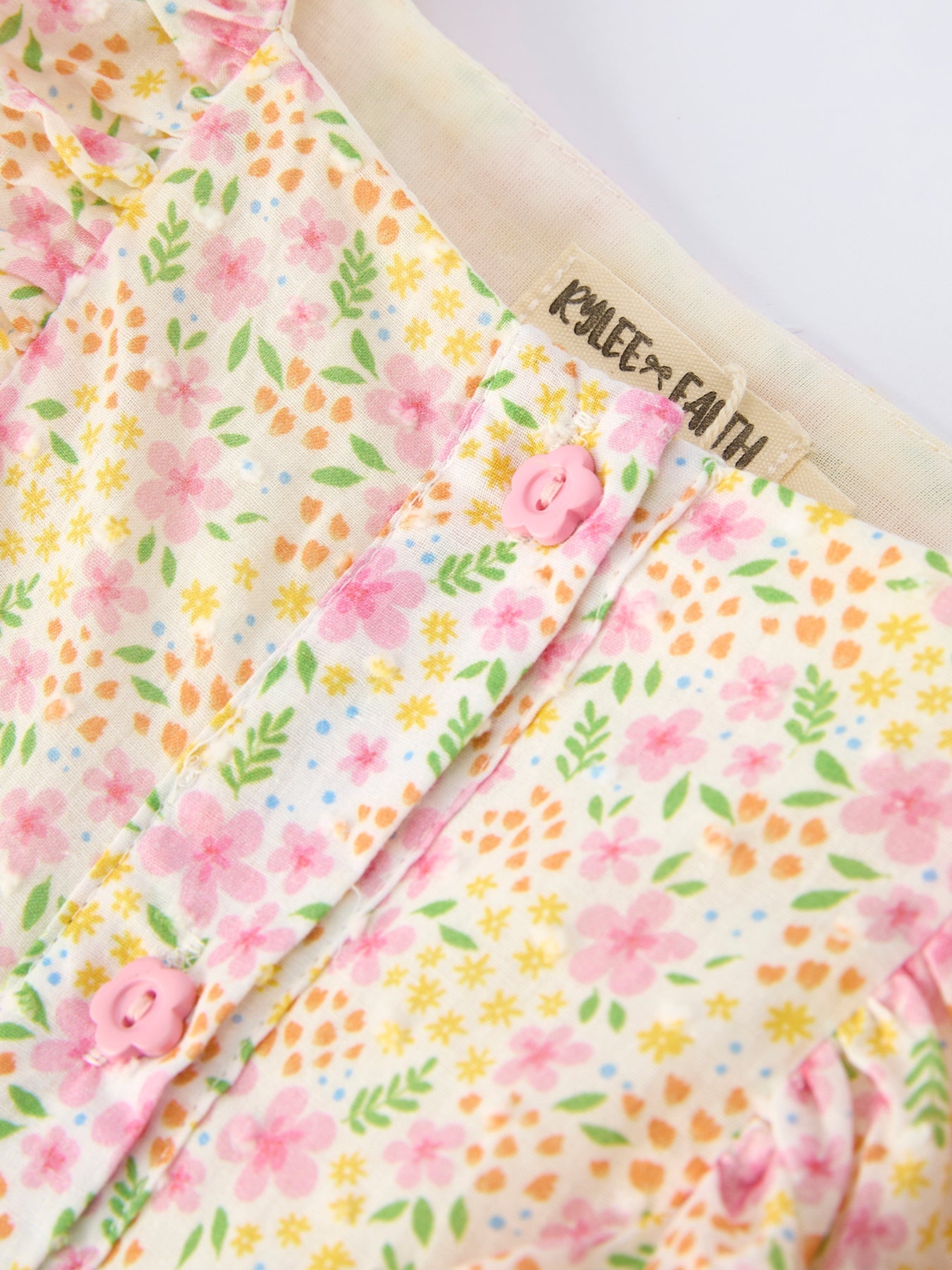 Spring Floral Girls Ruffle Dress With Bow Straw Hat Set