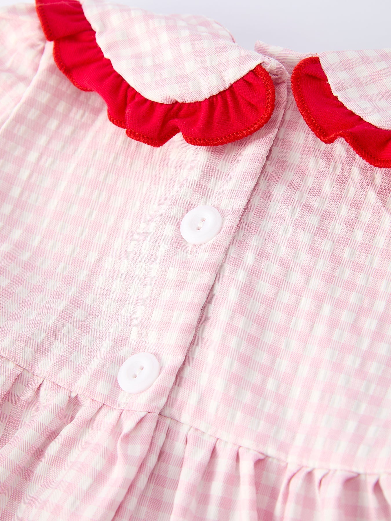 Girls' Plaid Smocked Strawberry Applique Dress