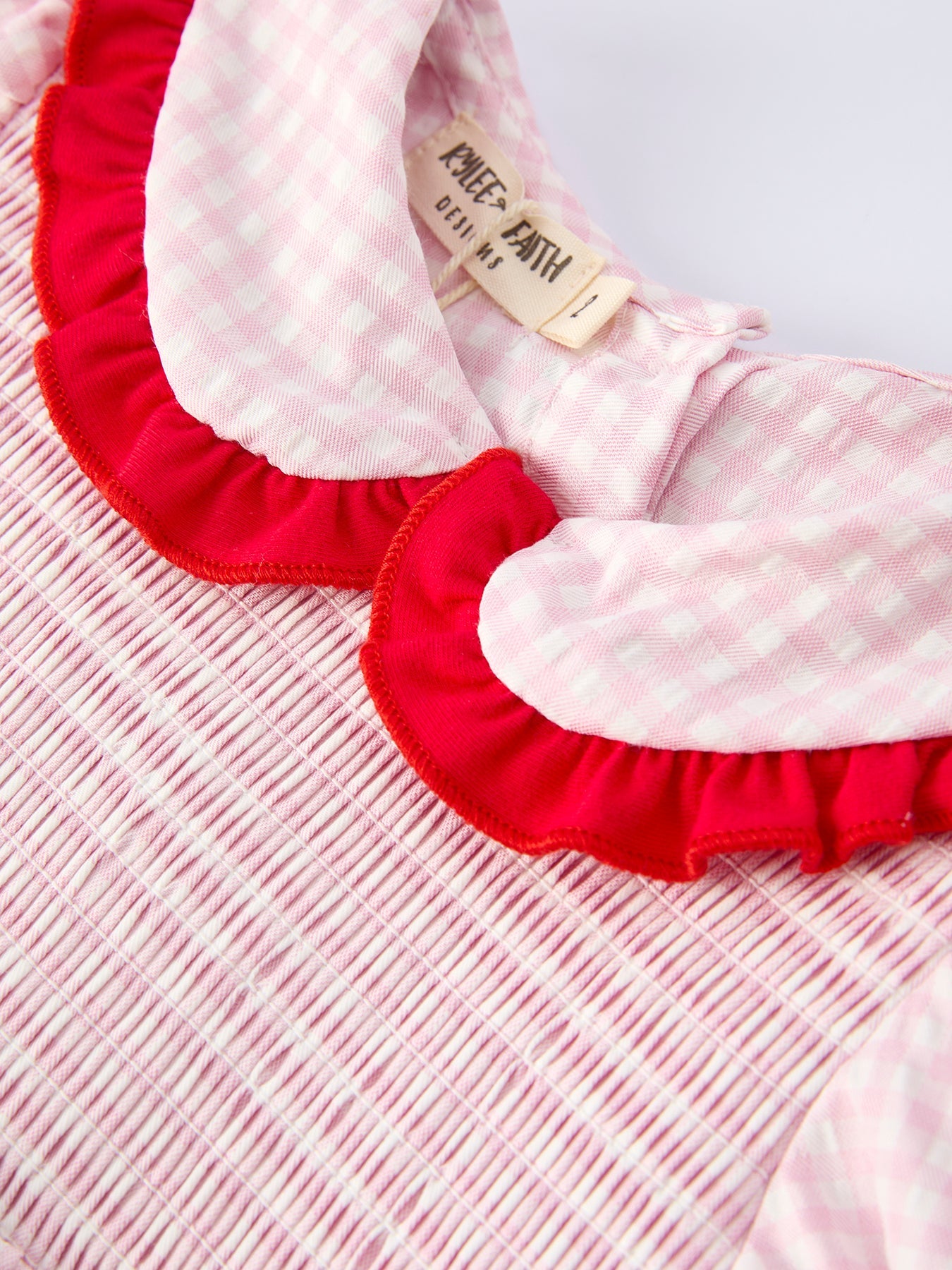 Girls' Plaid Smocked Strawberry Applique Shorts Set