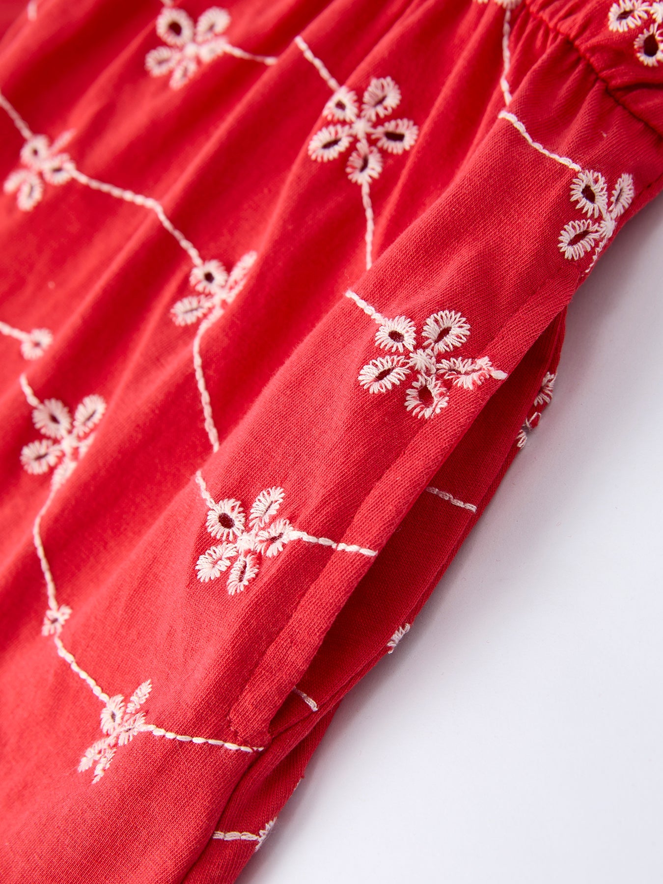 Red Color Girl Bow Strap Ruffle Dress