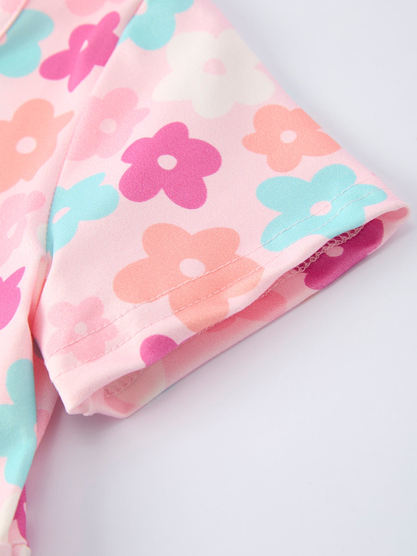 Girl Colorful Floral Short Sleeve Dress