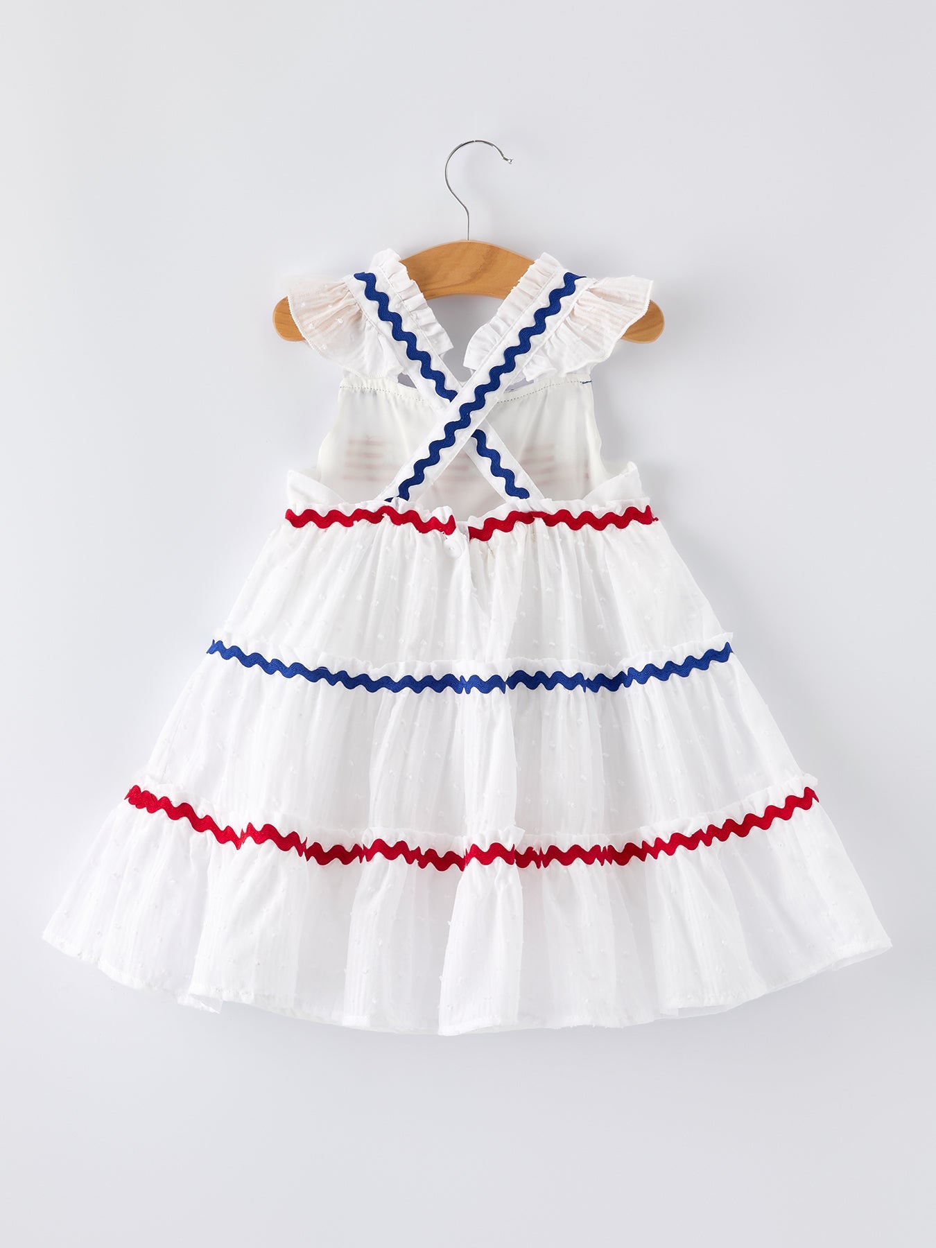 4th Of July Flag Girl Tiered Ruffle Dress