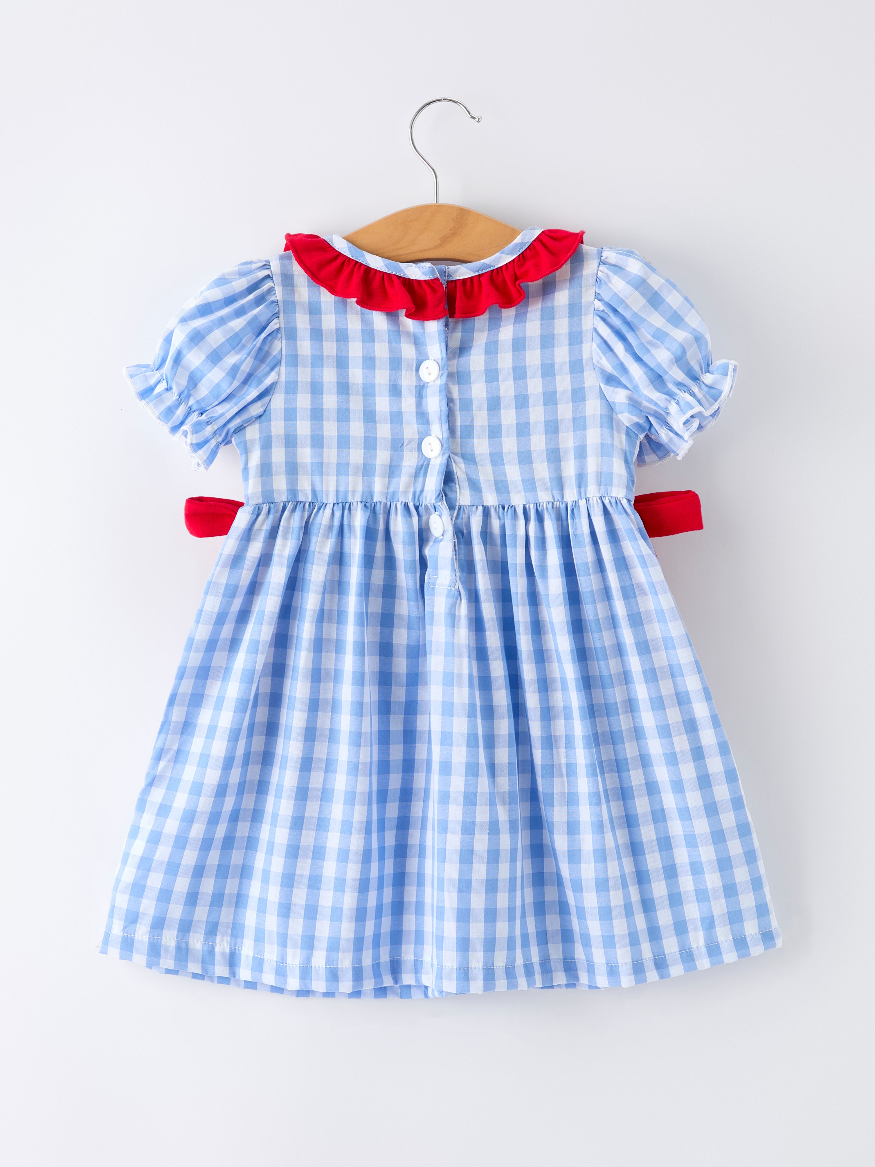 4th Of July Plaid Girls Smocked Toddler Girl Dress