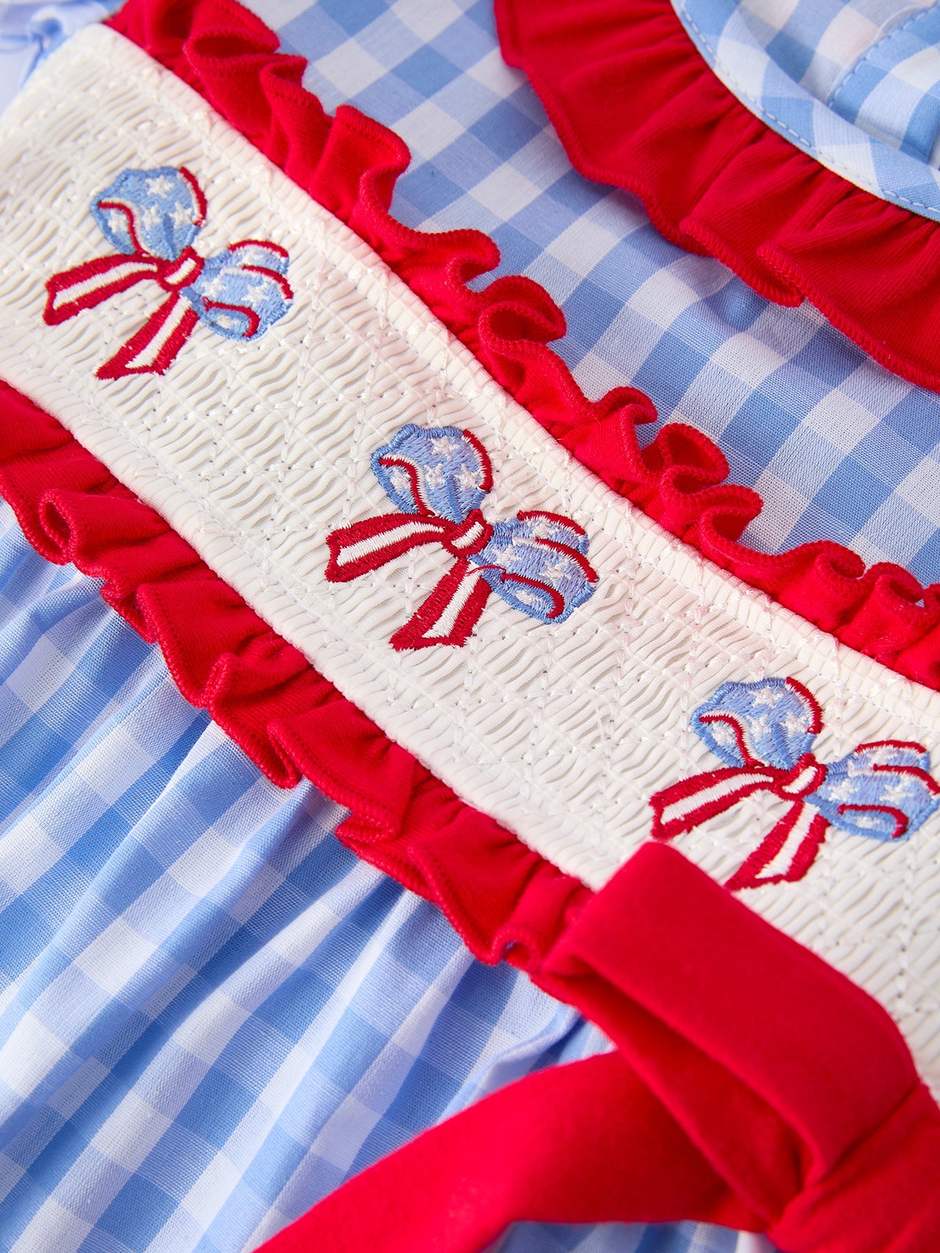 4th Of July Plaid Girls Smocked Toddler Girl Dress