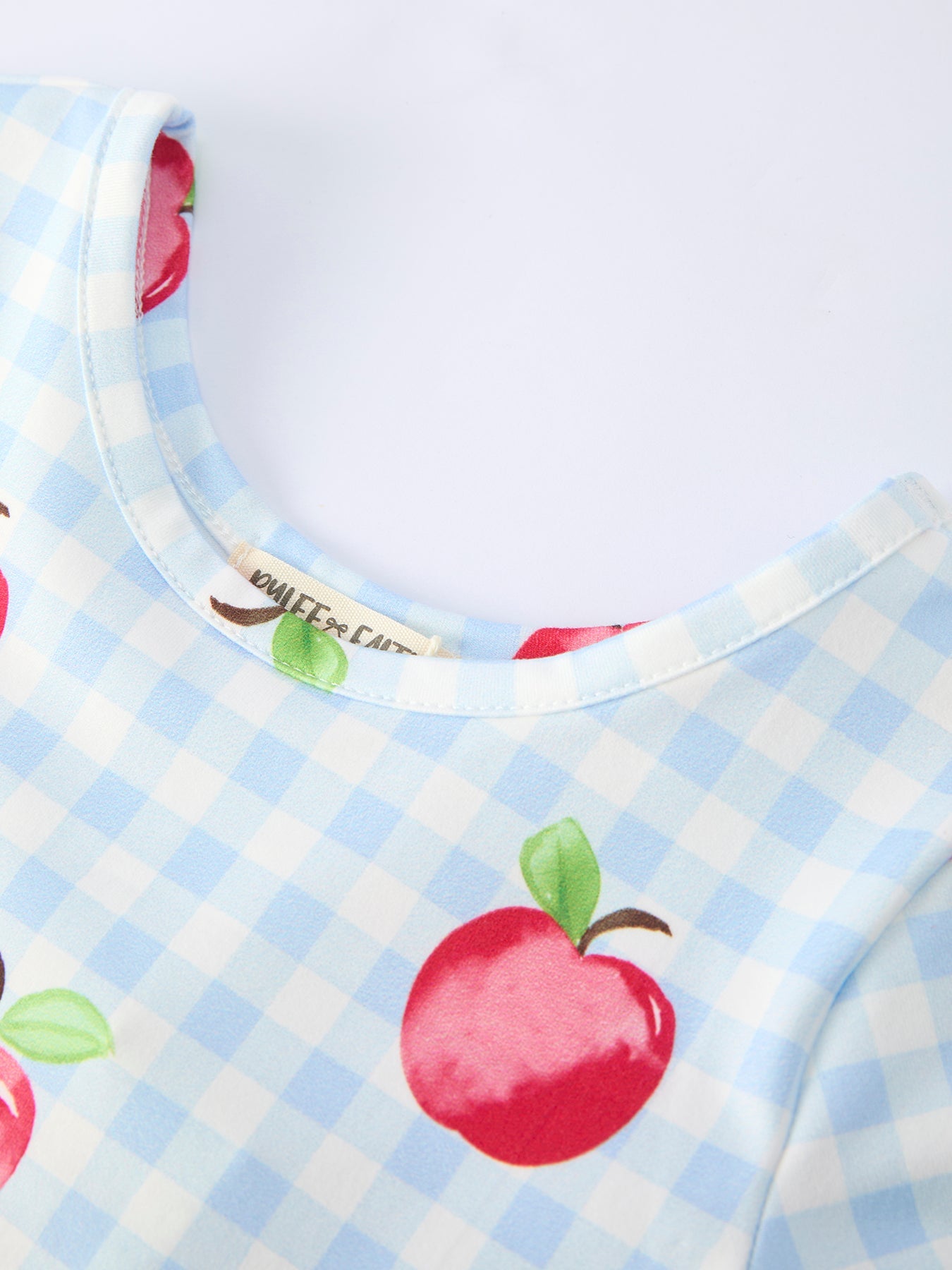 Back To School Apple Plaid Girls Dress Short Sleeve