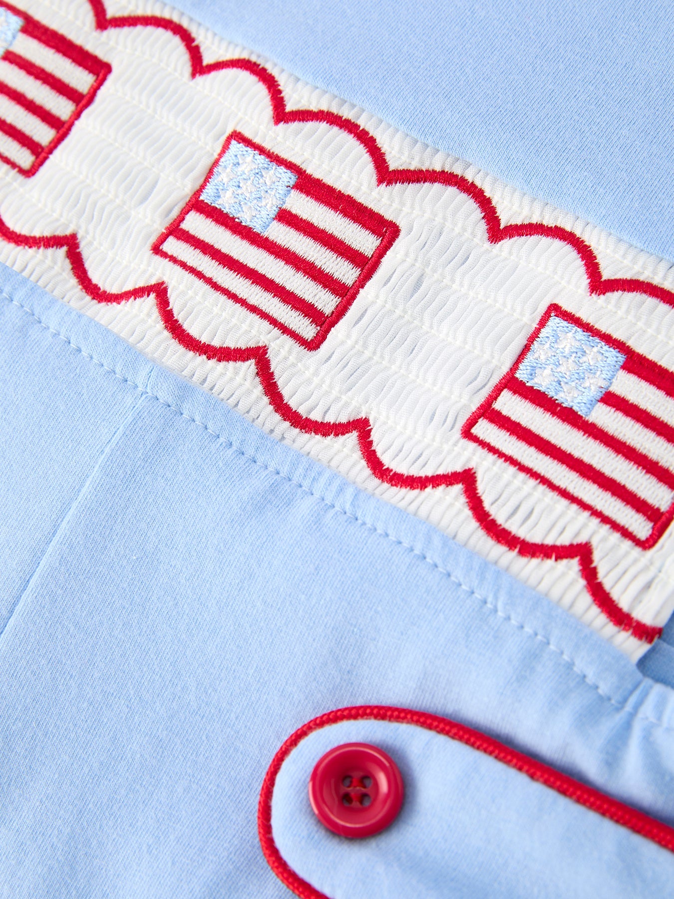 4th Of July Flag Baby Boys Romper Smocked