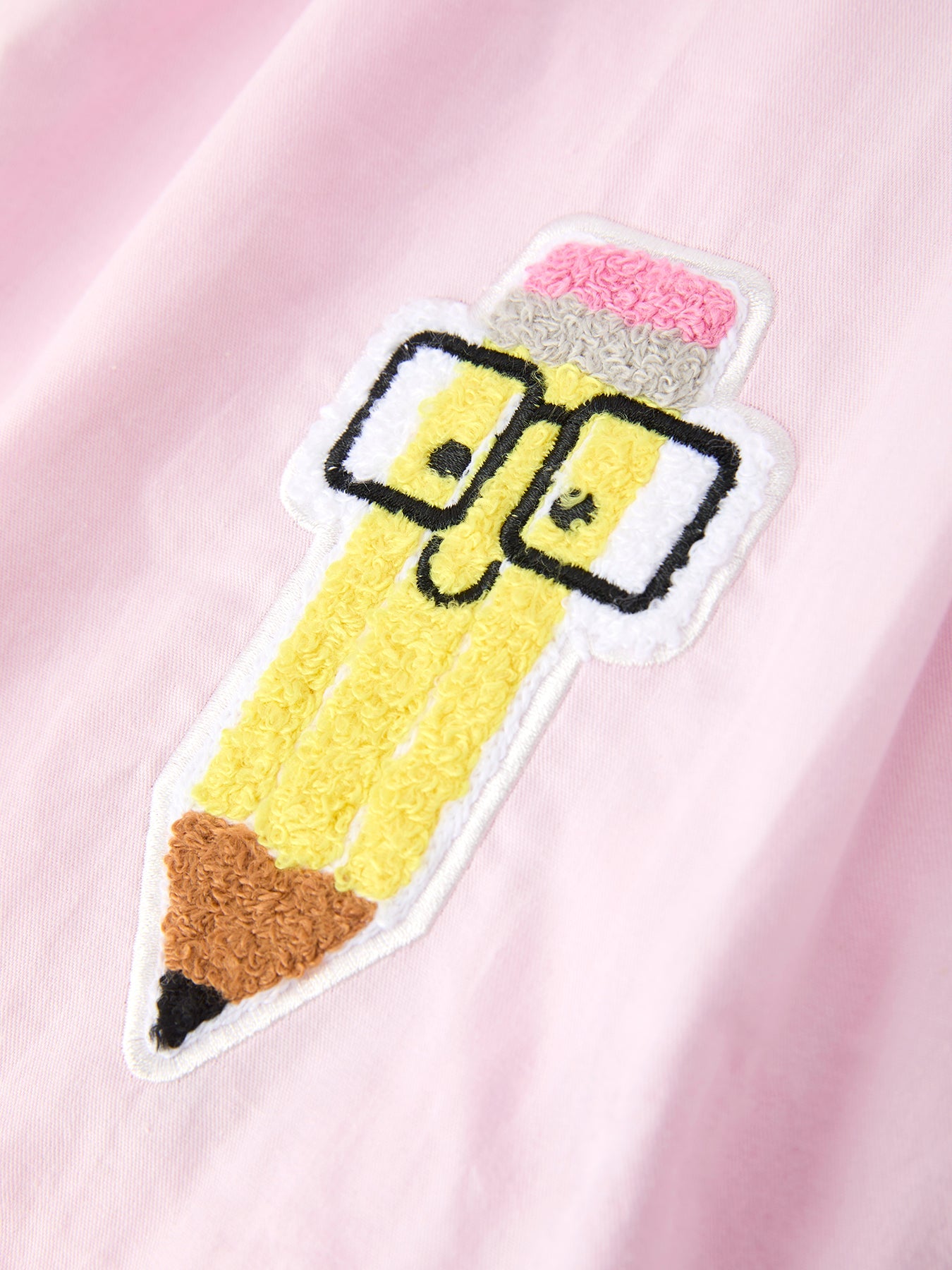Back To School Pink Pencil Applique Ruffle Collar Girls Dress