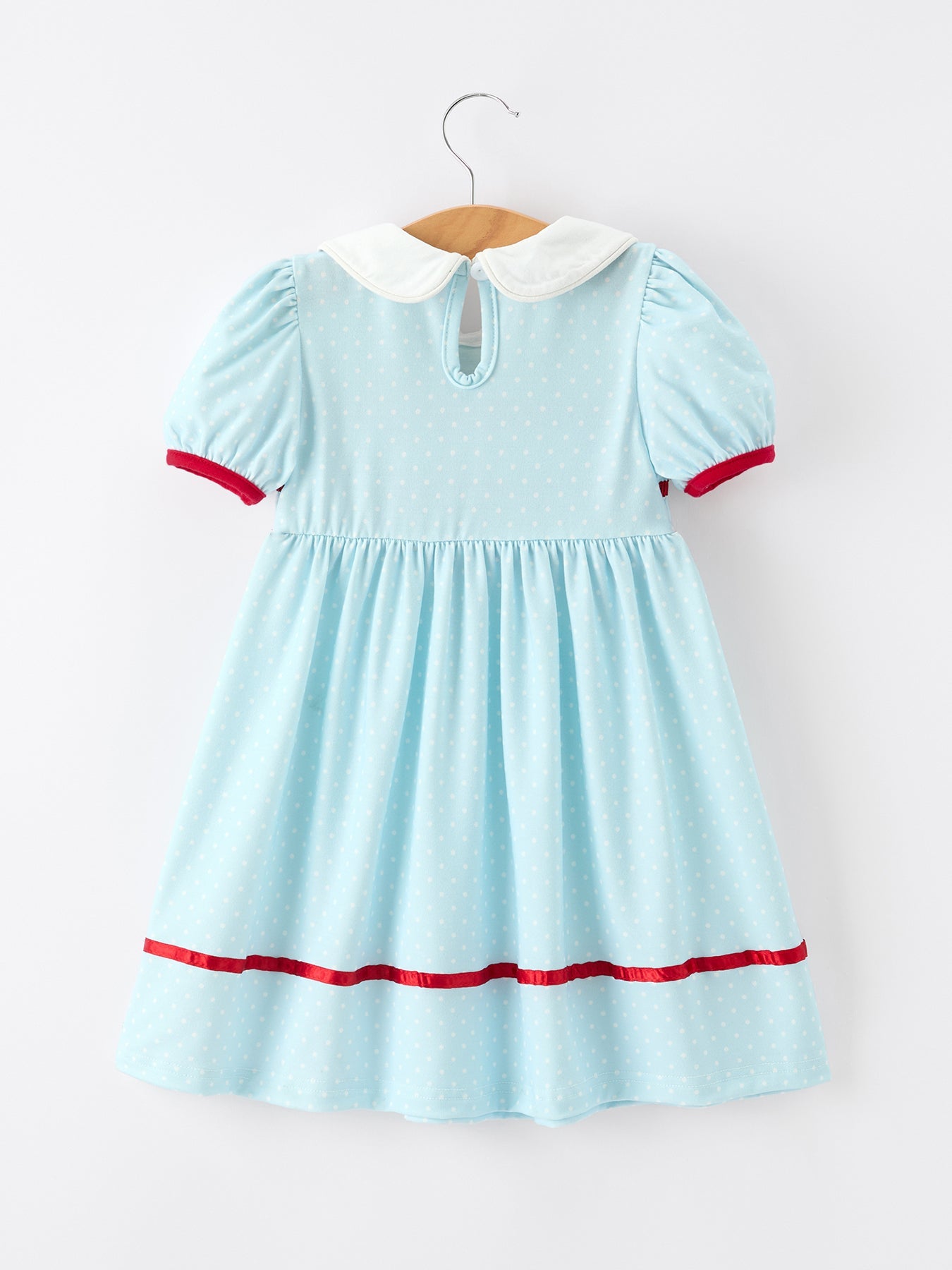 Back To School Apple Applique Girls Dress Petals Collar Bow