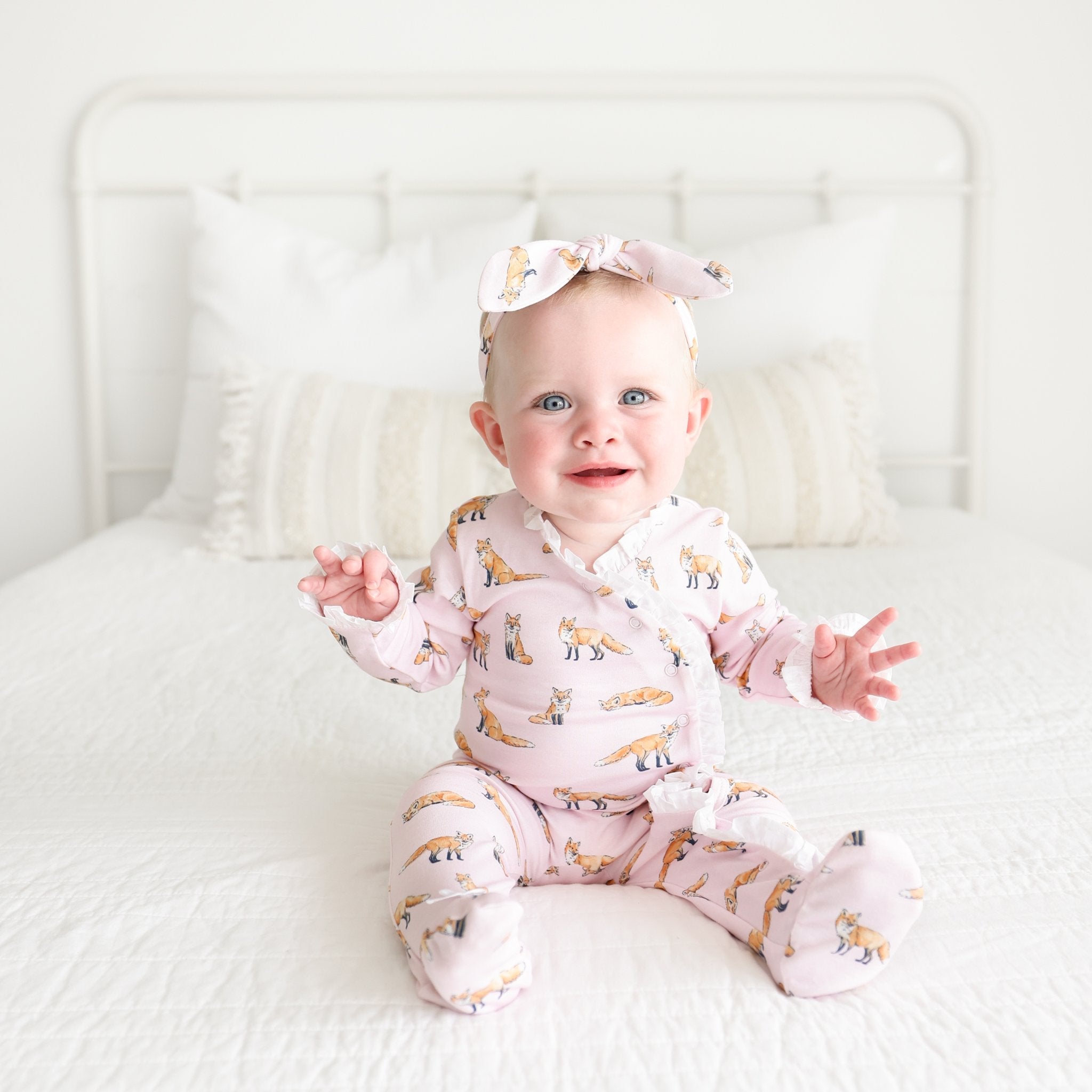 Pink Fox Ruffle Footie