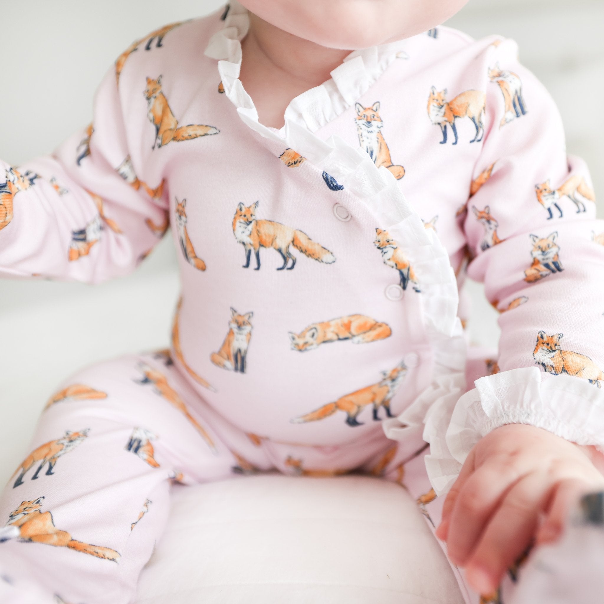 Pink Fox Ruffle Footie
