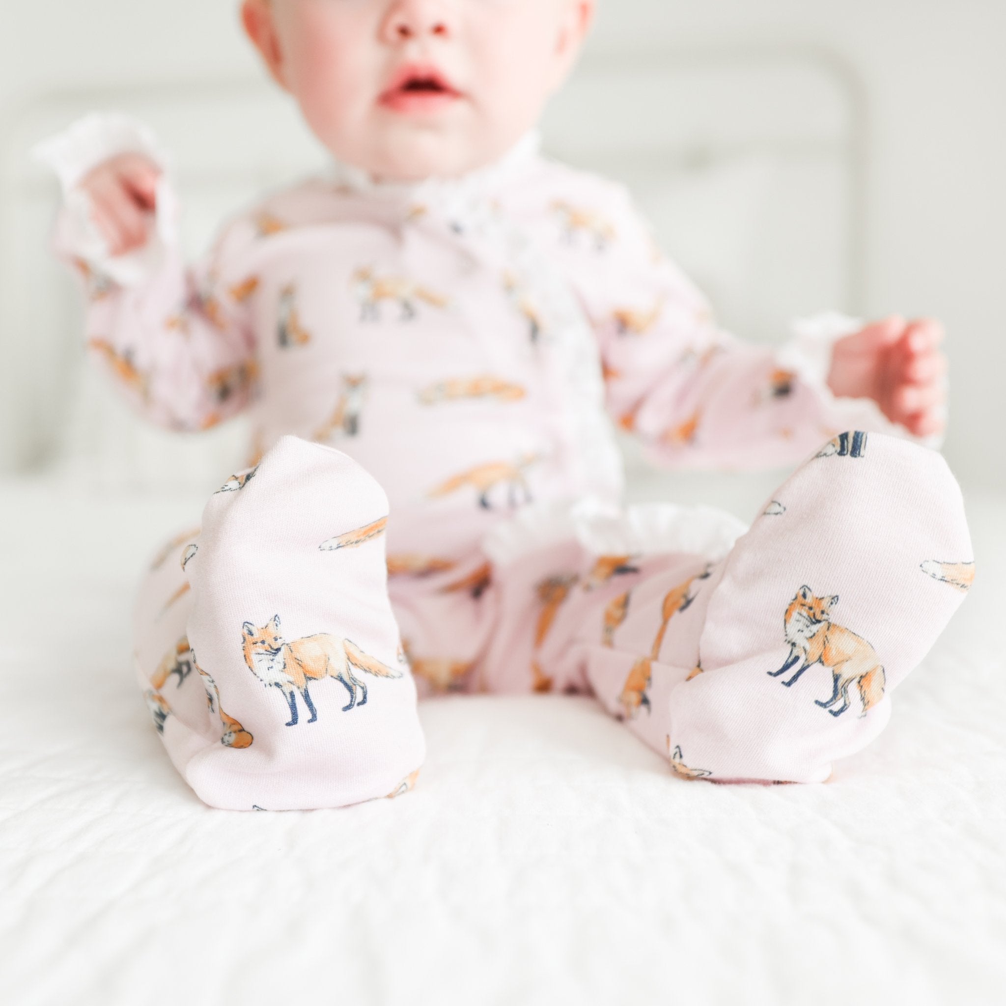 Pink Fox Ruffle Footie