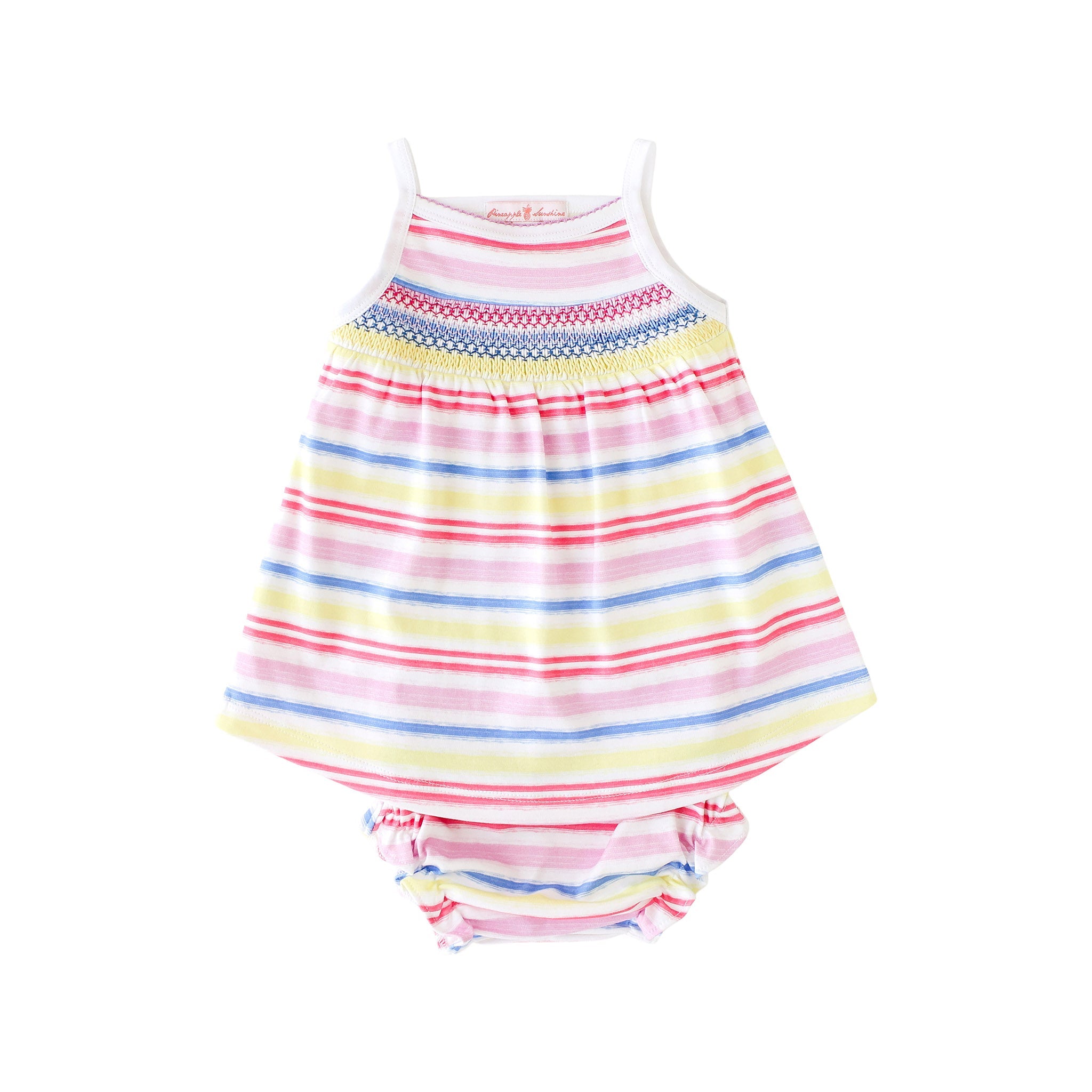 Rainbow Stripe Smocked Tank Dress