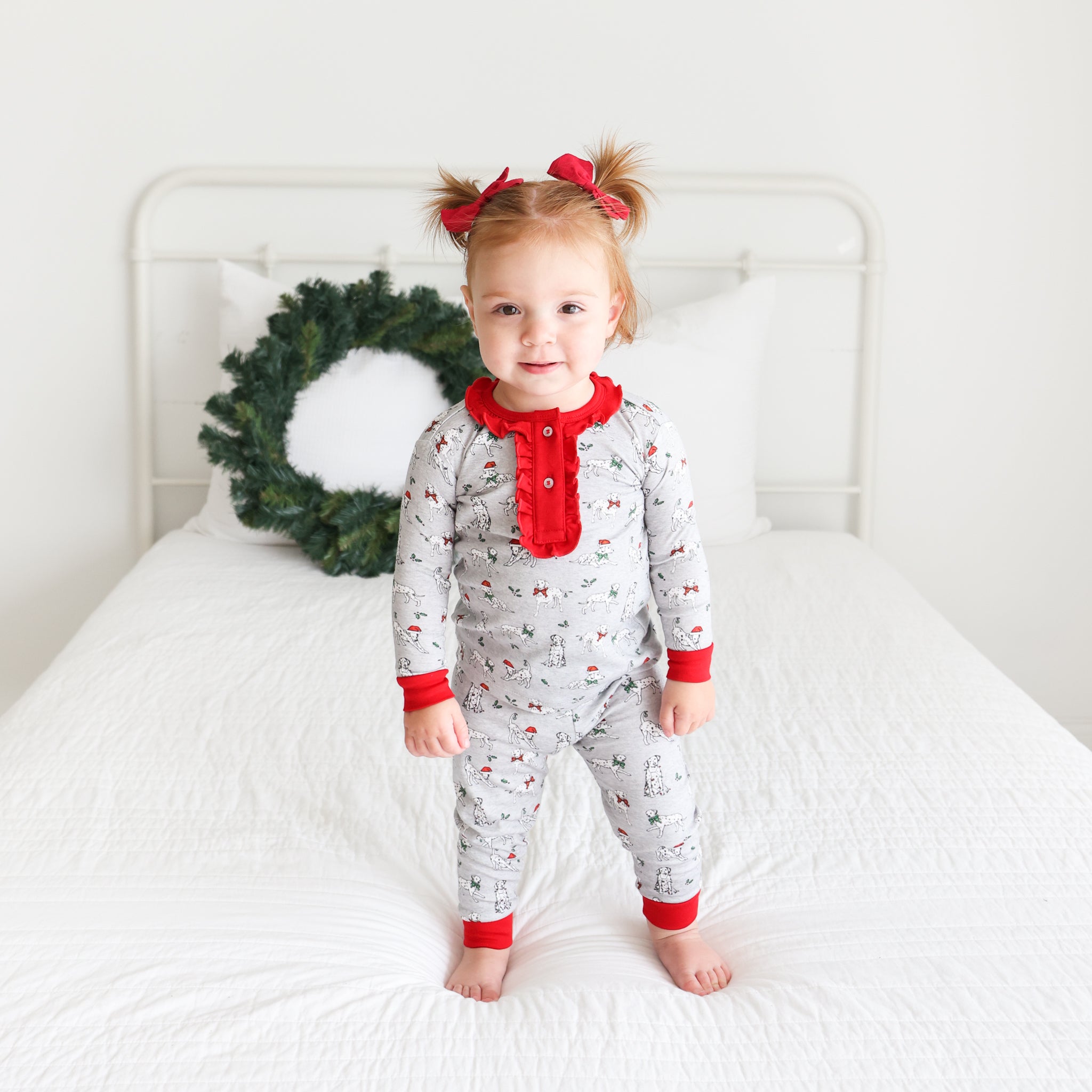 Holiday Dalmatian 2-piece Pajama With Ruffle