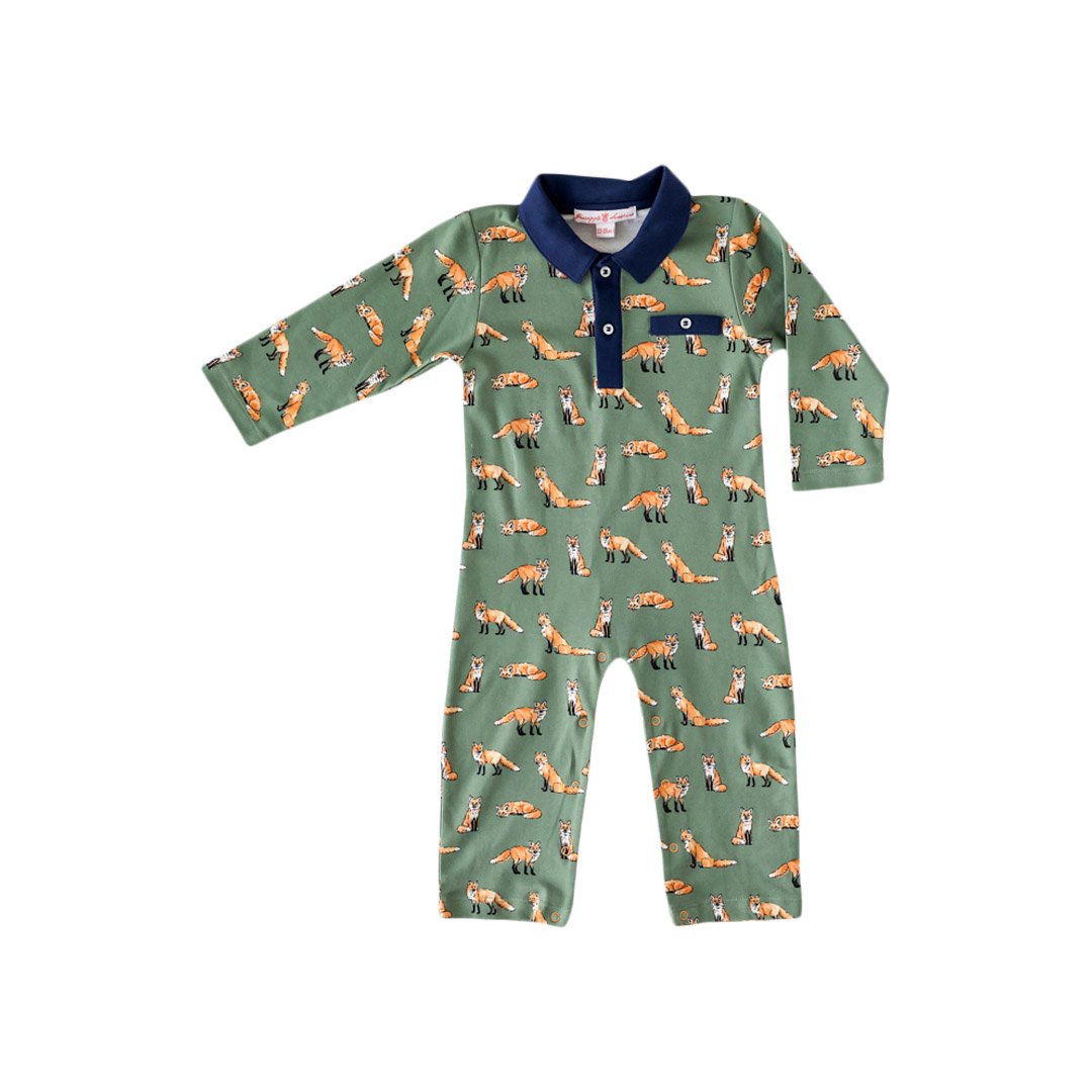 Green Fox Collared Romper