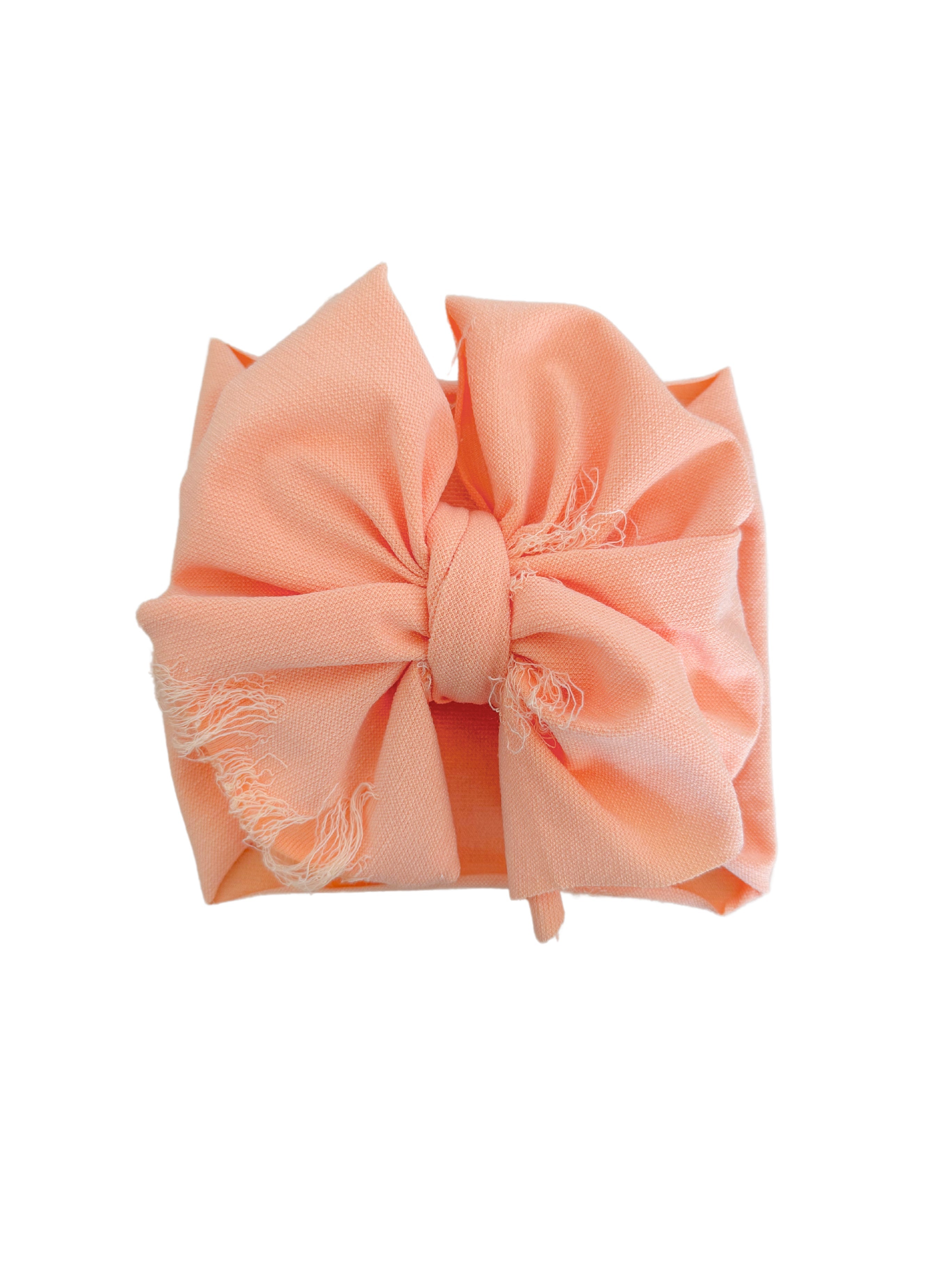Distressed Headwrap Bow- Creamsicle