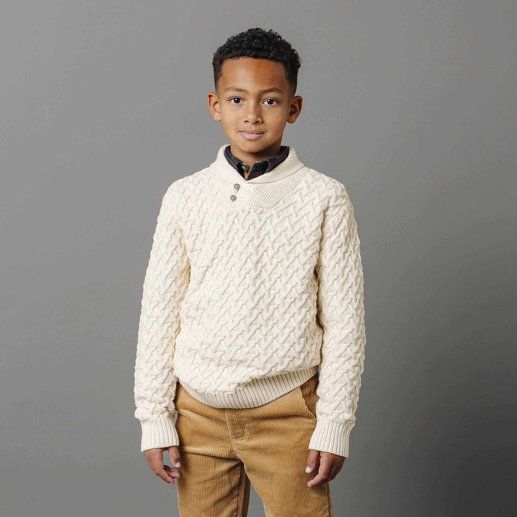 Shawl Collar Organic Cable Sweater