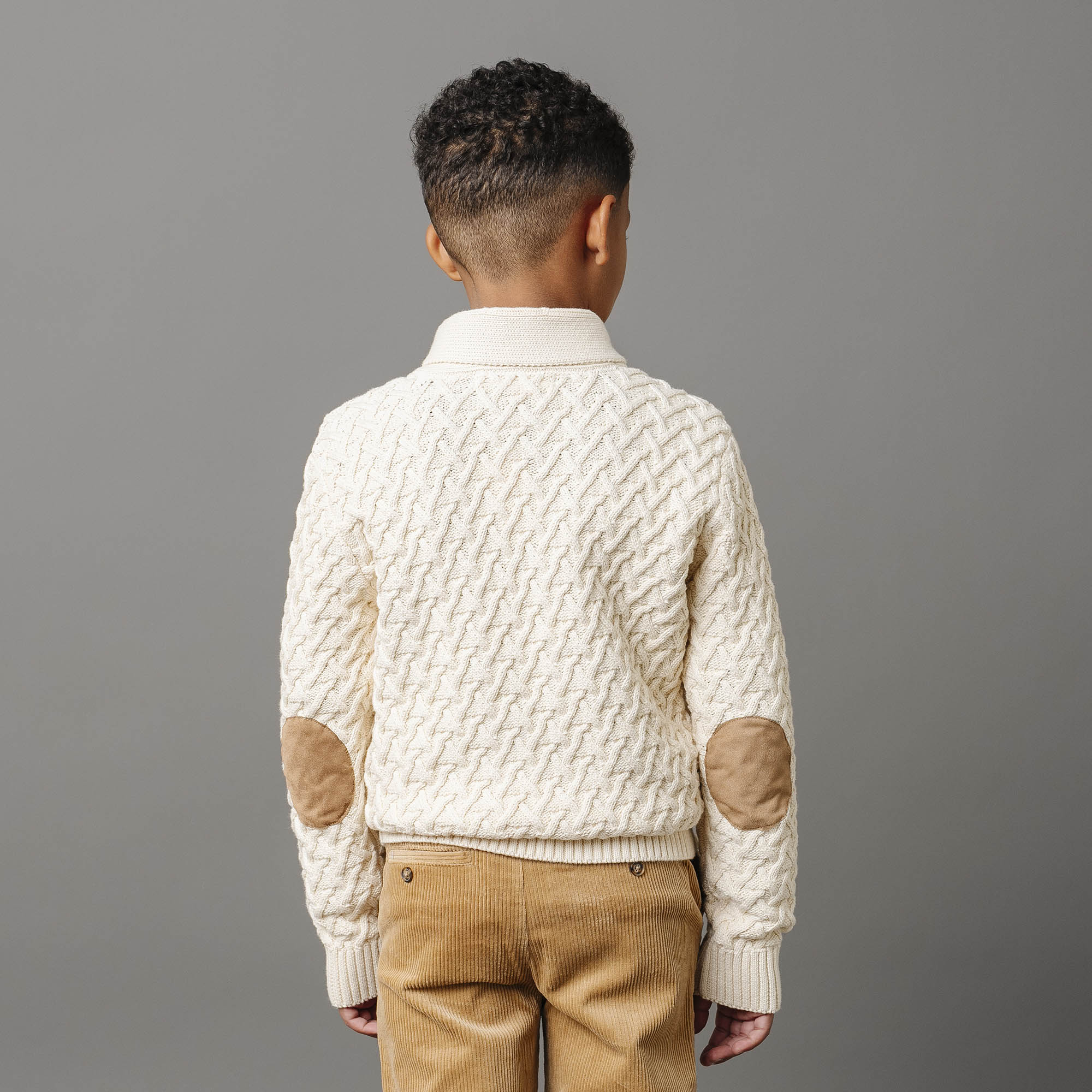Shawl Collar Organic Cable Sweater