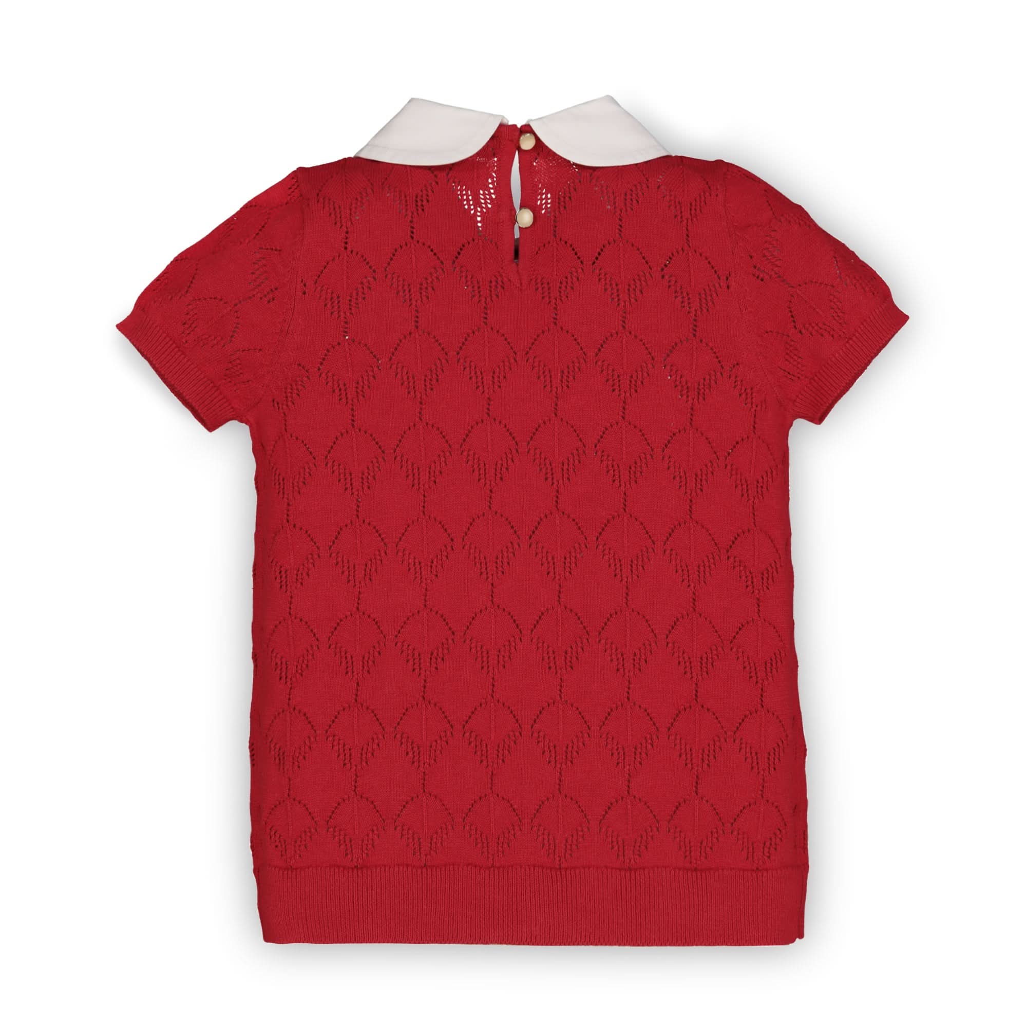 French Look Short Sleeve Sweater With Collar