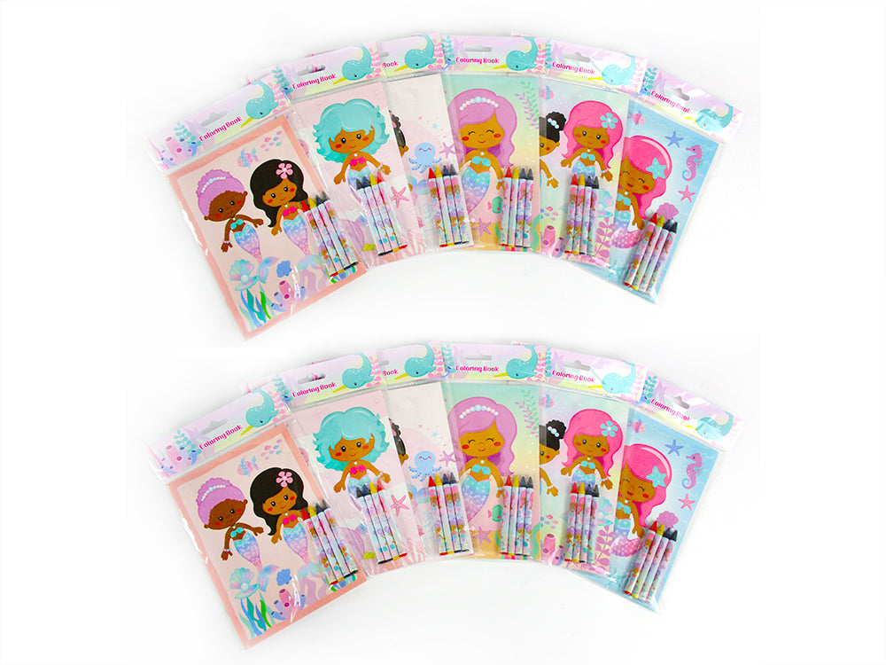 Rainbow Mermaid Coloring Books - Set Of 6 Or 12